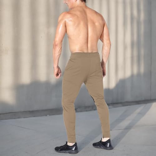 Mens Gym Jogger Pants,Casual Slim Workout Sweatpants with Zipper Pockets