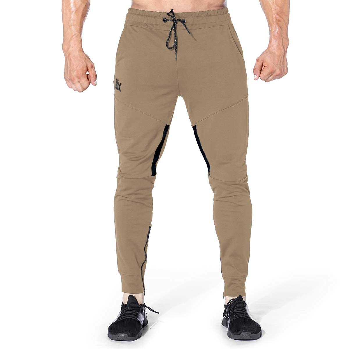 Mens Gym Jogger Pants,Casual Slim Workout Sweatpants with Zipper Pockets