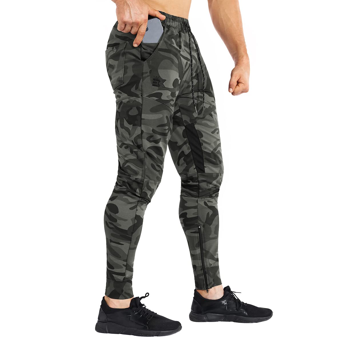 Mens Gym Jogger Pants,Casual Slim Workout Sweatpants with Zipper Pockets