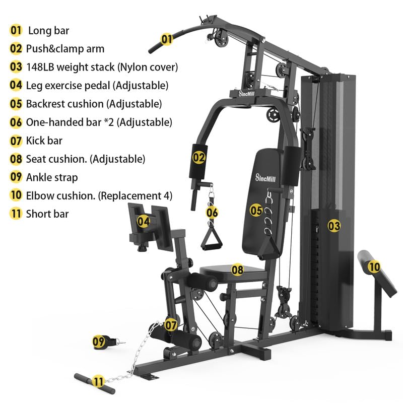 Home Gym SCM-1160 160LB Multifunctional Full Body Home Gym Equipment for Home