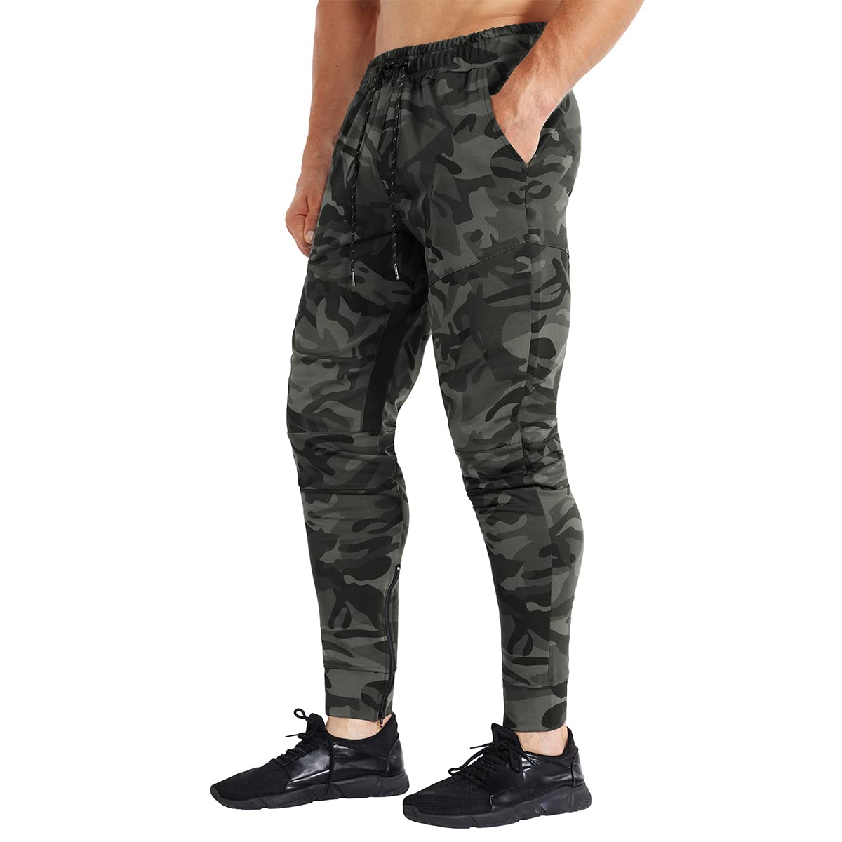 Mens Gym Jogger Pants,Casual Slim Workout Sweatpants with Zipper Pockets