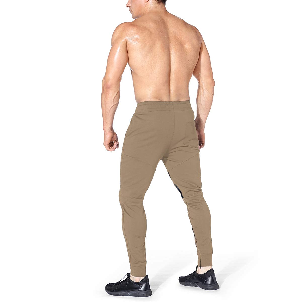 Mens Gym Jogger Pants,Casual Slim Workout Sweatpants with Zipper Pockets