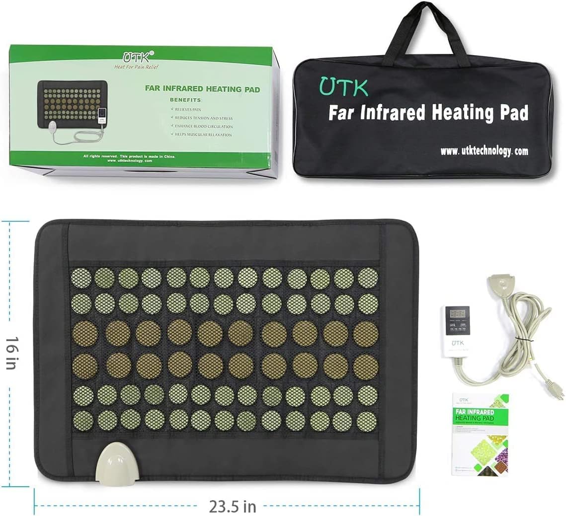 Heating Pad for Back, Far Infrared Natural Jade and Tourmaline Heating Pad