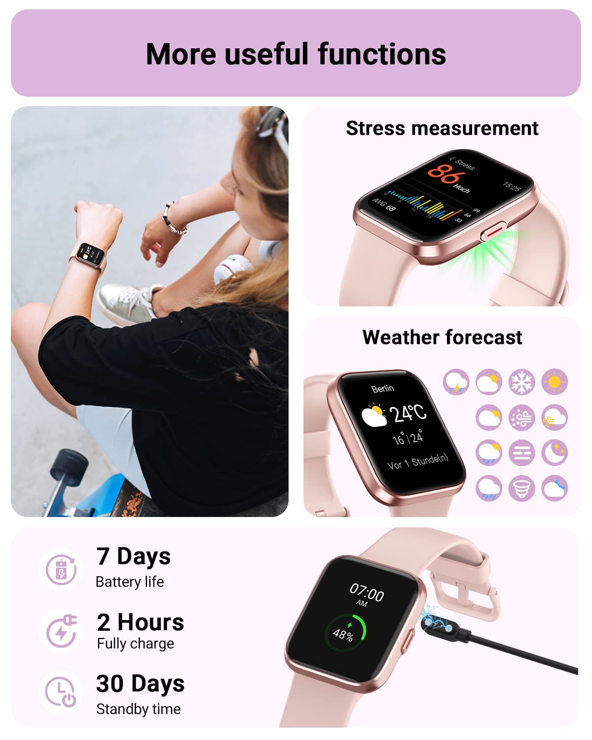 Smart Watch for Women Android & iPhone, Alexa Built-in, 1.8" Touch Screen Fitness Tracker