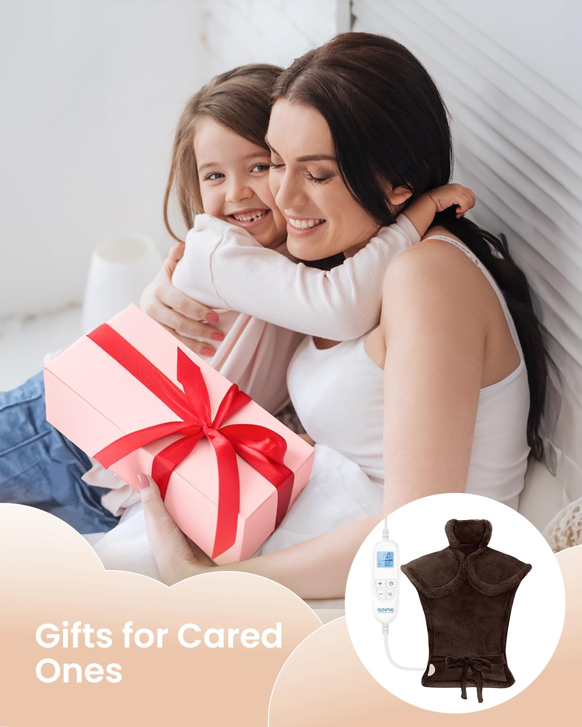 Back Heating Pad for Pain Relief, Mothers Day Gifts for Mom, Birthday Gifts for Her Him Dad