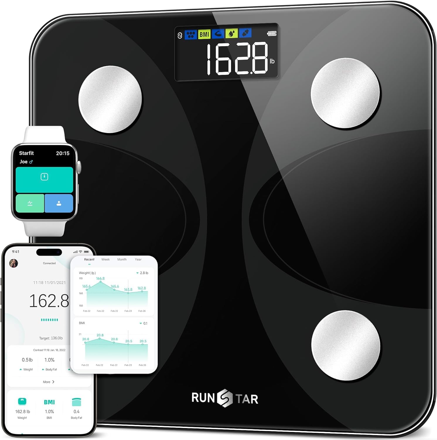 Scale for Body Weight and Fat Percentage, Digital Accurate Bathroom Smart Scale