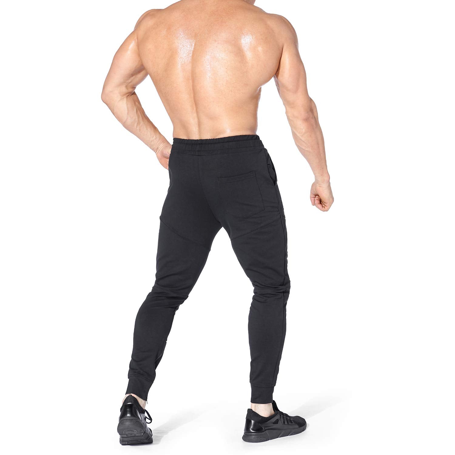 Mens Gym Jogger Pants,Casual Slim Workout Sweatpants with Zipper Pockets