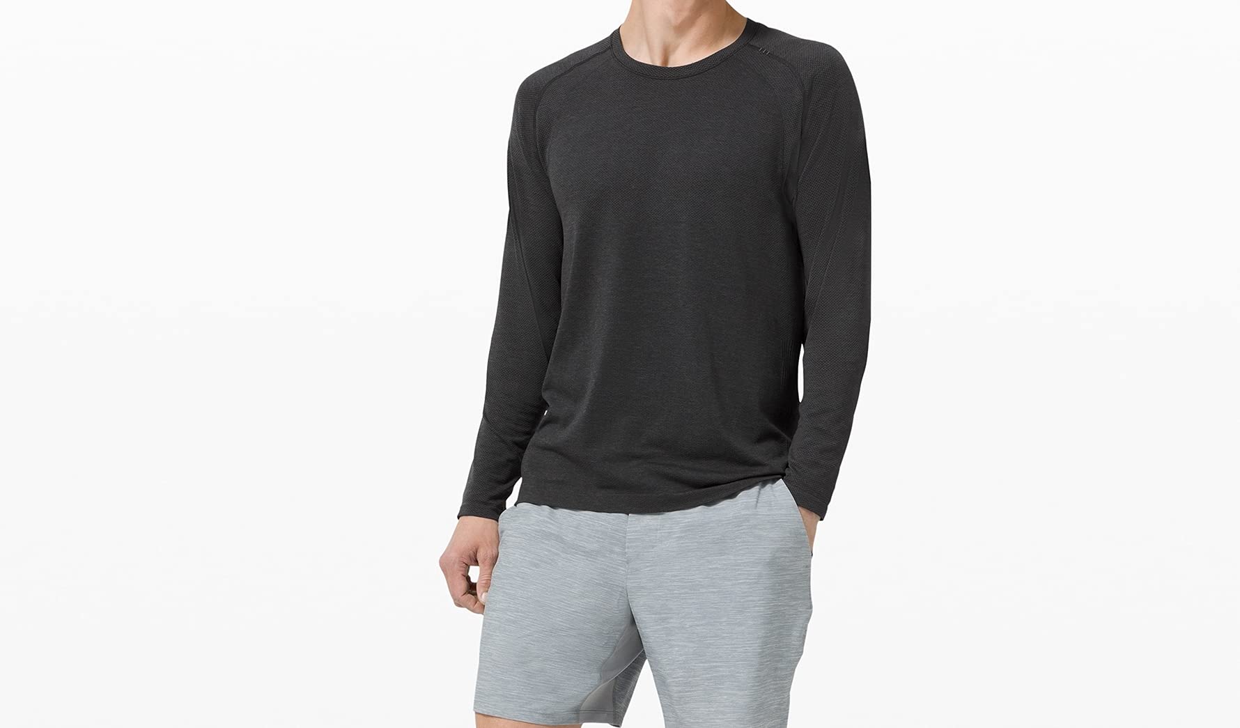 Athletica Mens Metal Vent Tech Long Sleeve Shirt(Deep Coal, L),Large