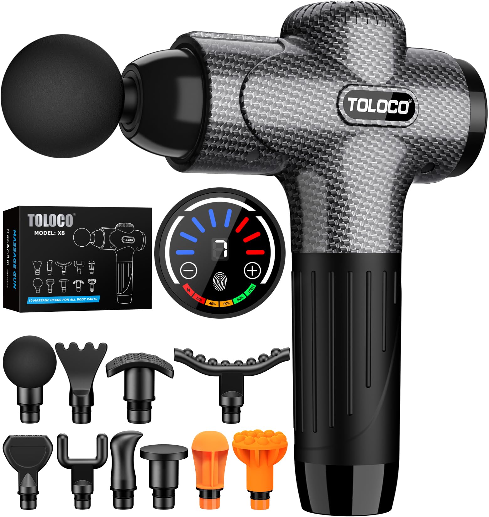 Massage Gun Deep Tissue, Percussion Massage Gun with 10 Replacement Heads