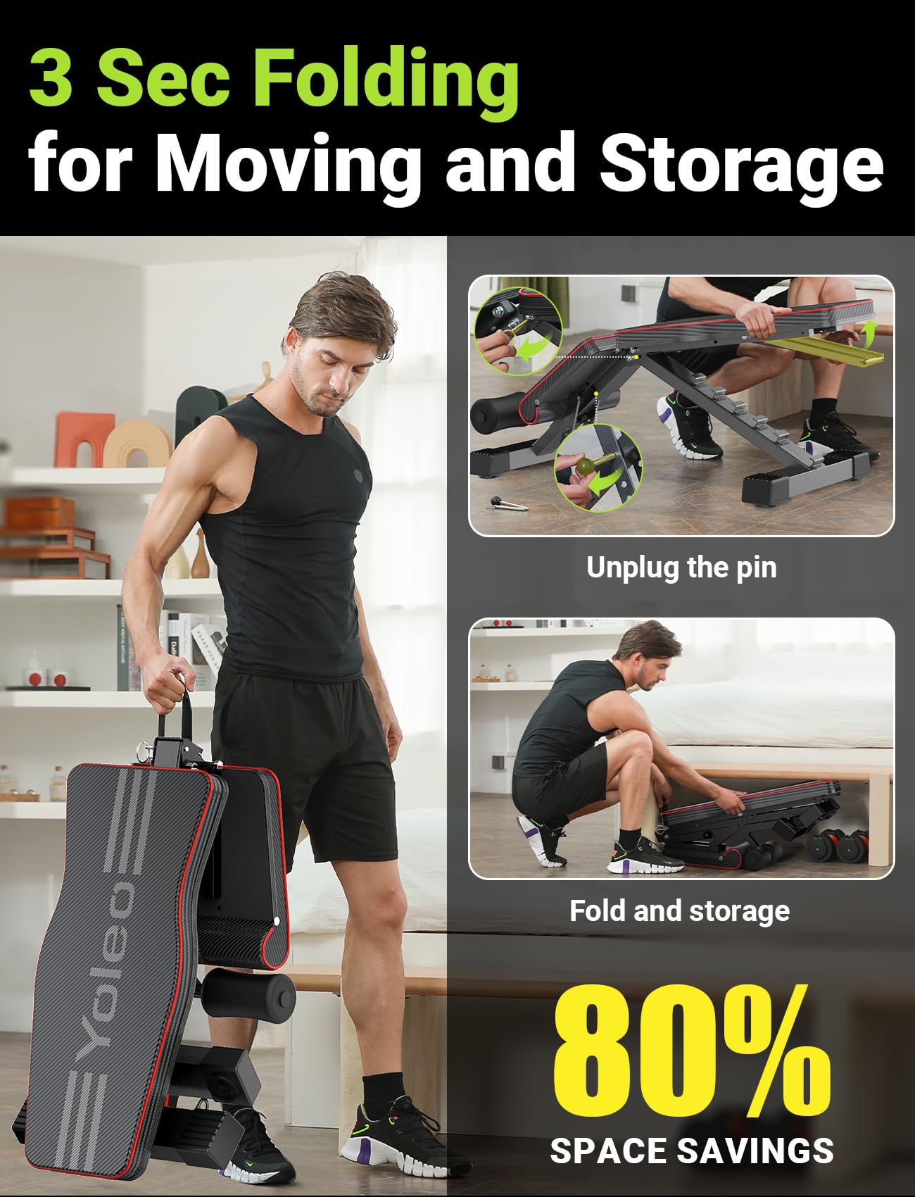 Adjustable Weight Bench for Full Body Workout; Foldable Bench Press Bench of Home Gym