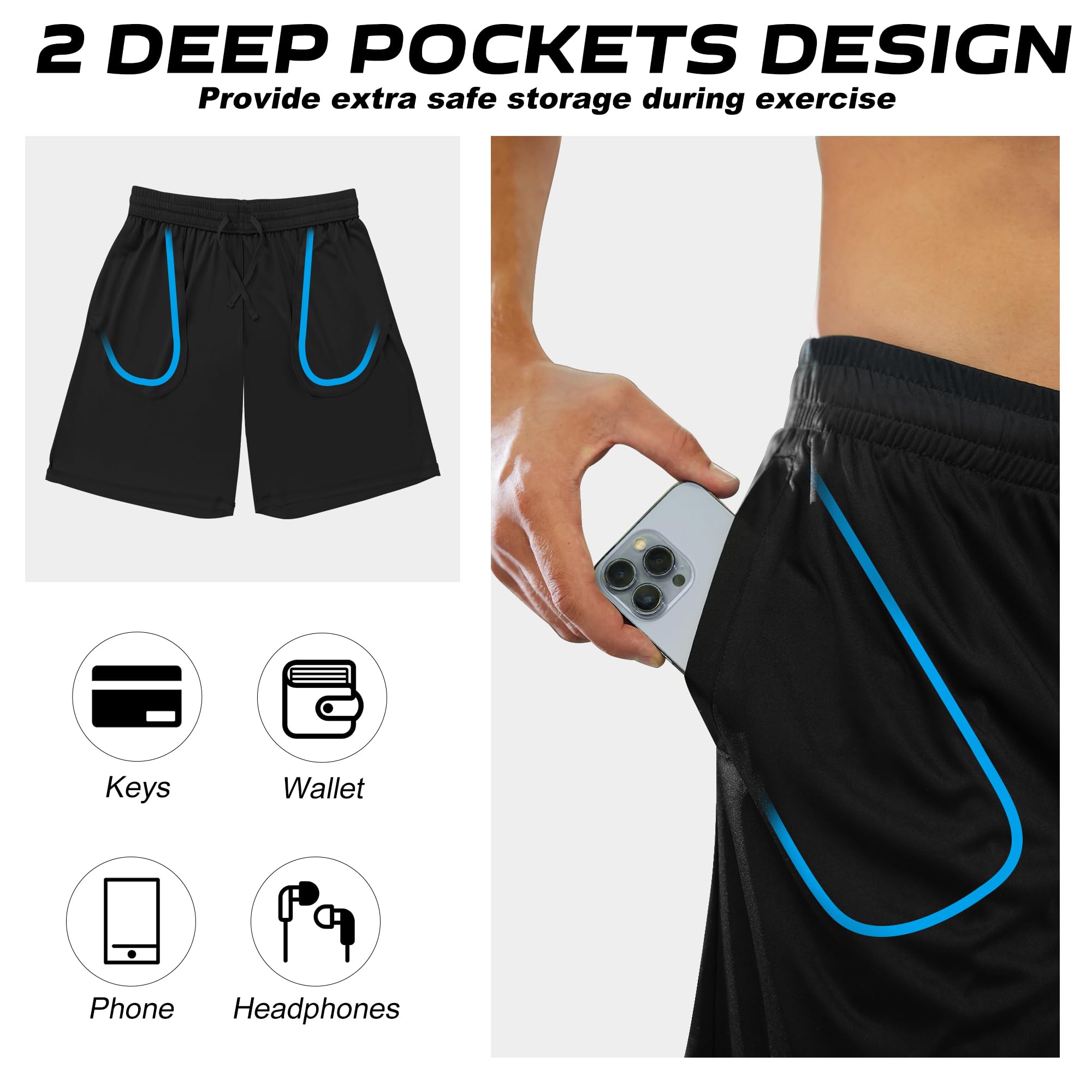 Workout Shorts for Men Plus Size Athletic Shorts for Men Moisture Wicking Mens Gym