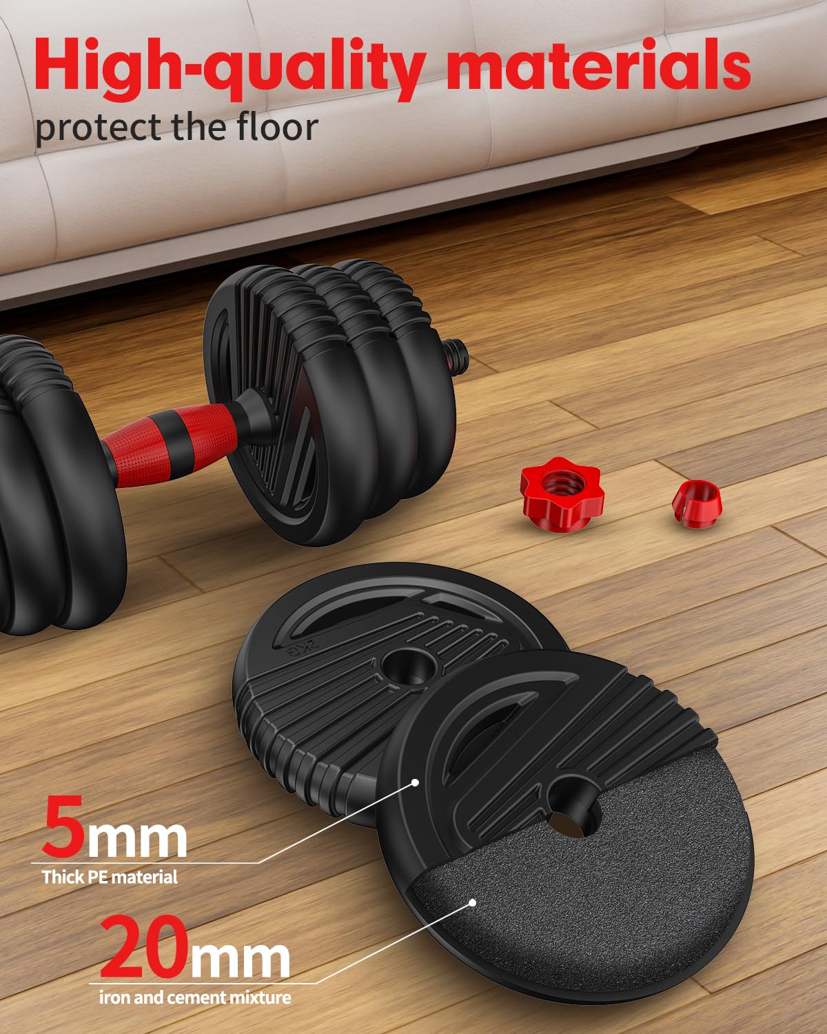 Adjustable Dumbbell,10/20/35/45/70/90/110lbs Free Weight Set with Connector,4 in1 Dumbbell