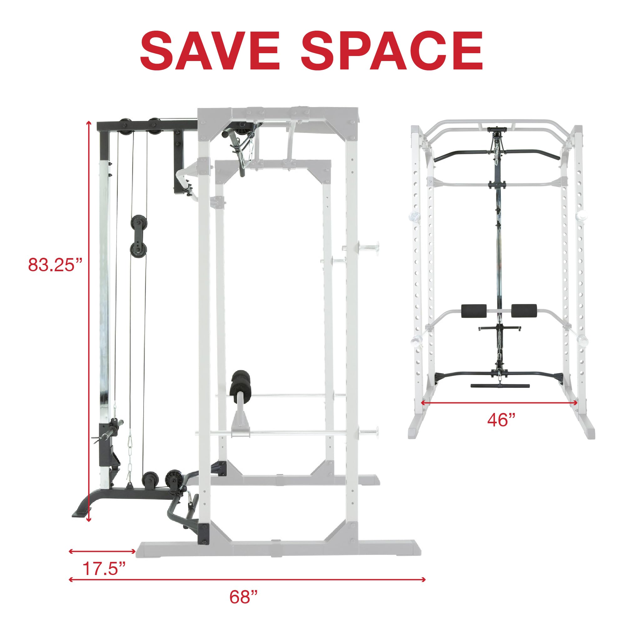 Squat Rack Power Cage with Optional Lat Pulldown & Cable Crossover and Bench Combos