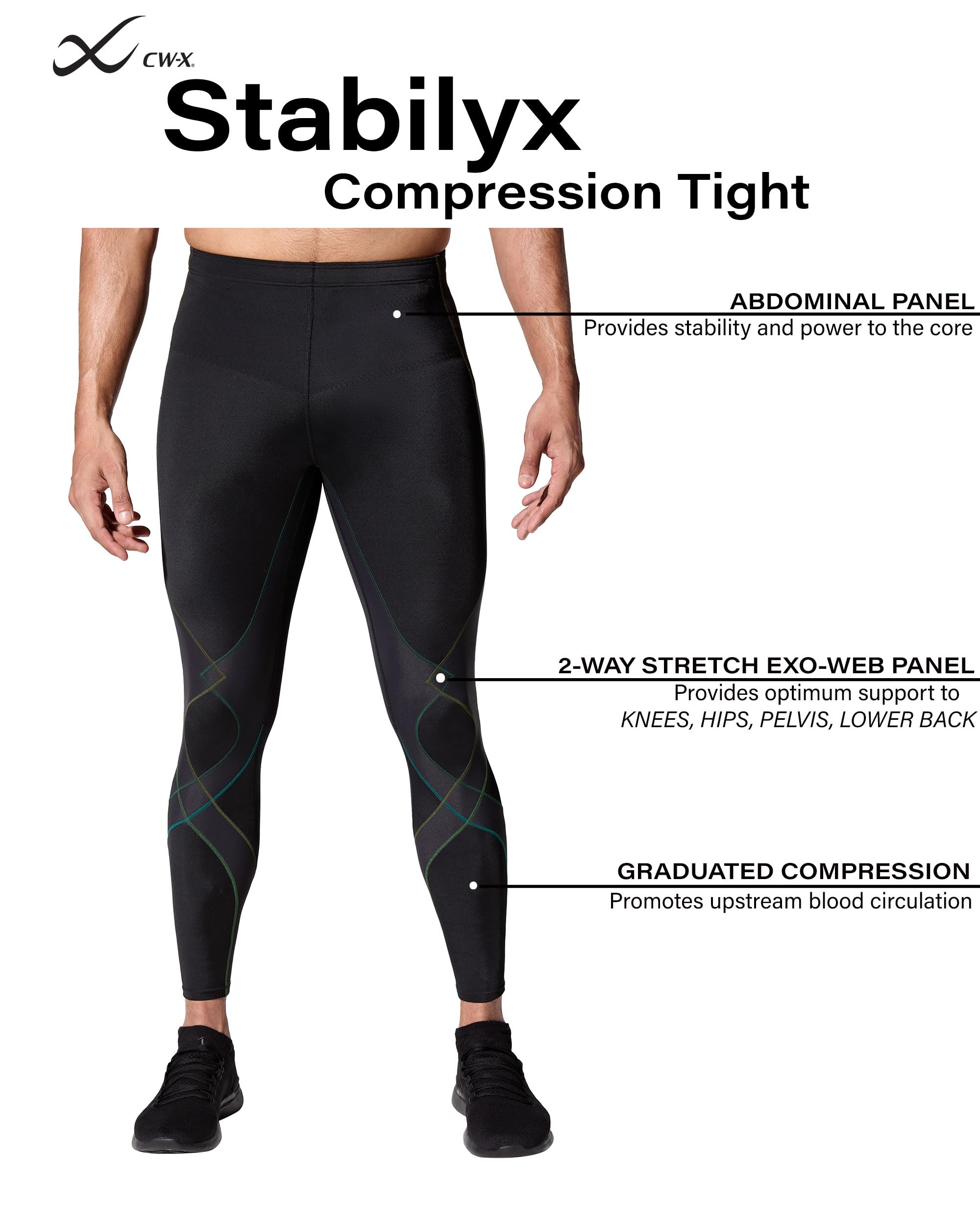 Men's Size Stabilyx Joint Support Compression Sports Tights, Pants for Running