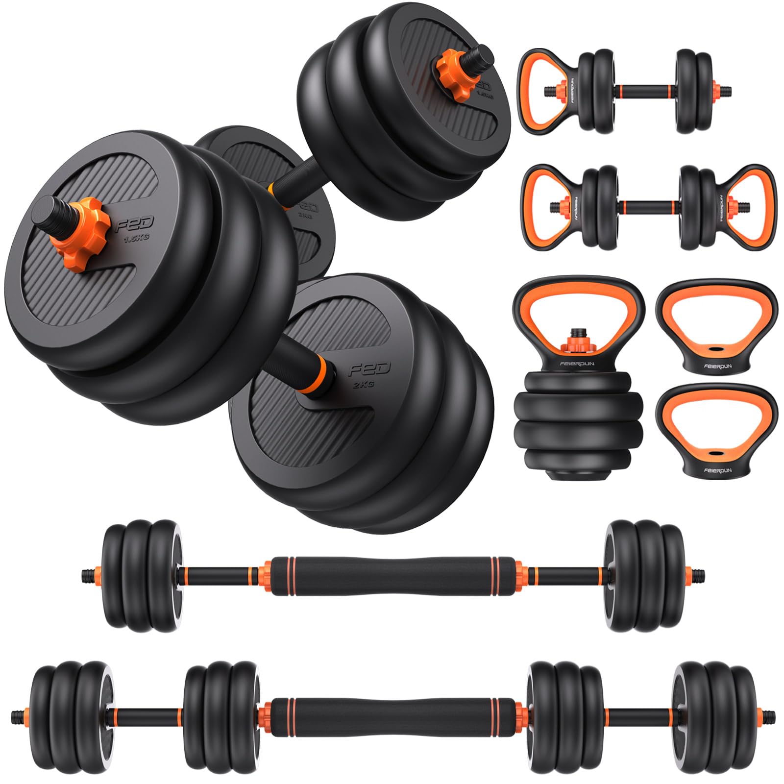 Adjustable Dumbbells, 45lbs Free Weight Set with Connector, 4 in1 Dumbbells Set