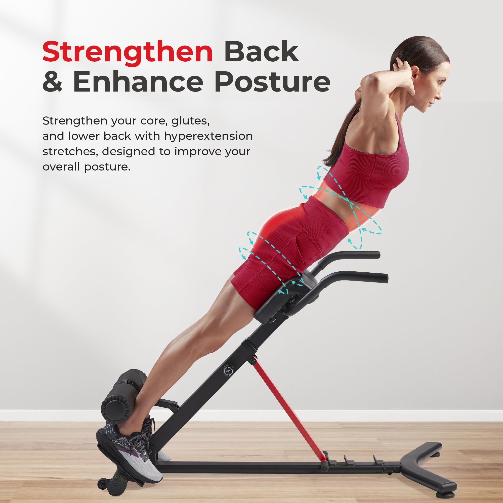 45-Degree Hyperextension Roman Chair with Adjustable Height and Back, Glute