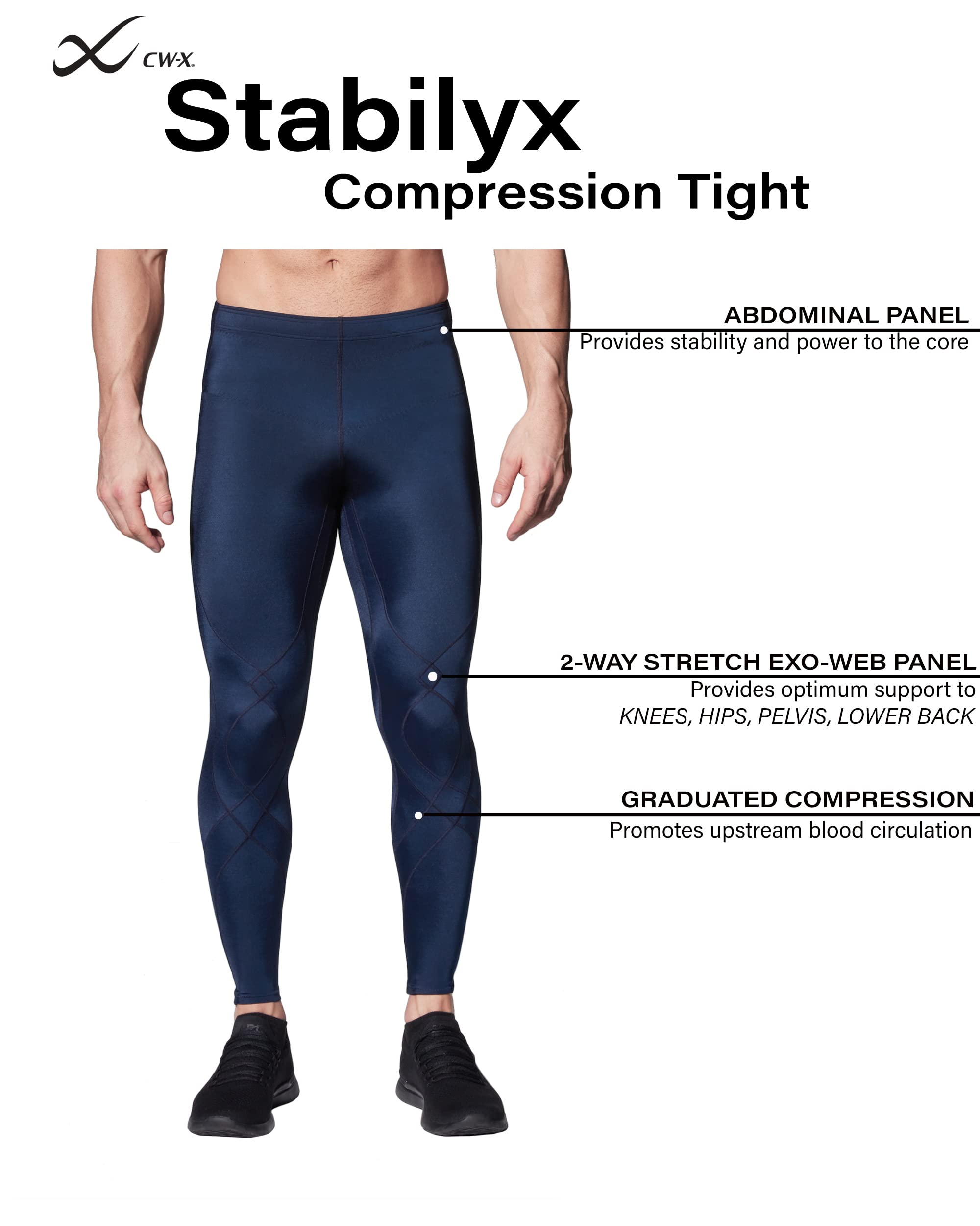 Men's Size Stabilyx Joint Support Compression Sports Tights, Pants for Running