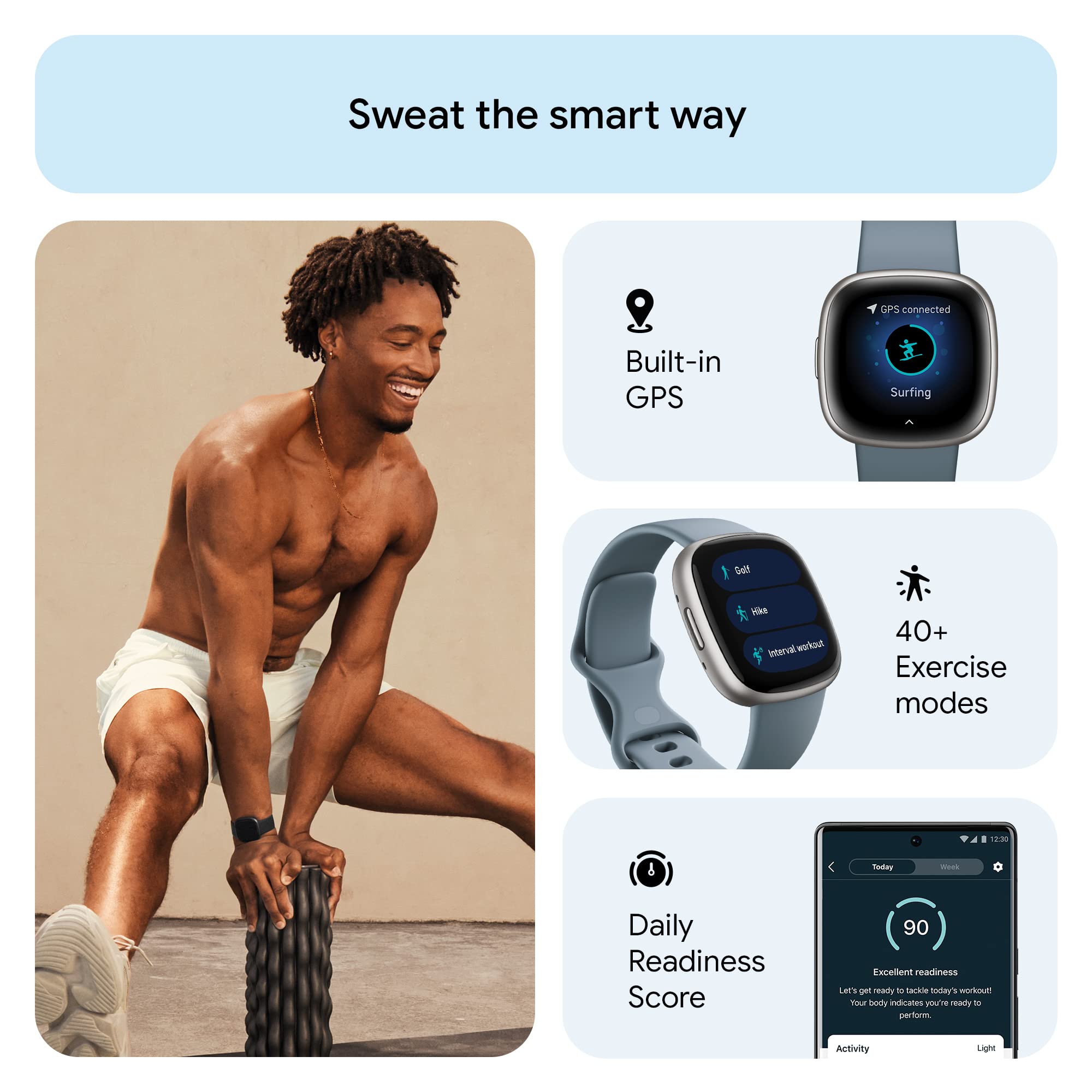Versa 4 Fitness Smartwatch with Daily Readiness, GPS, 24/7 Heart Rate