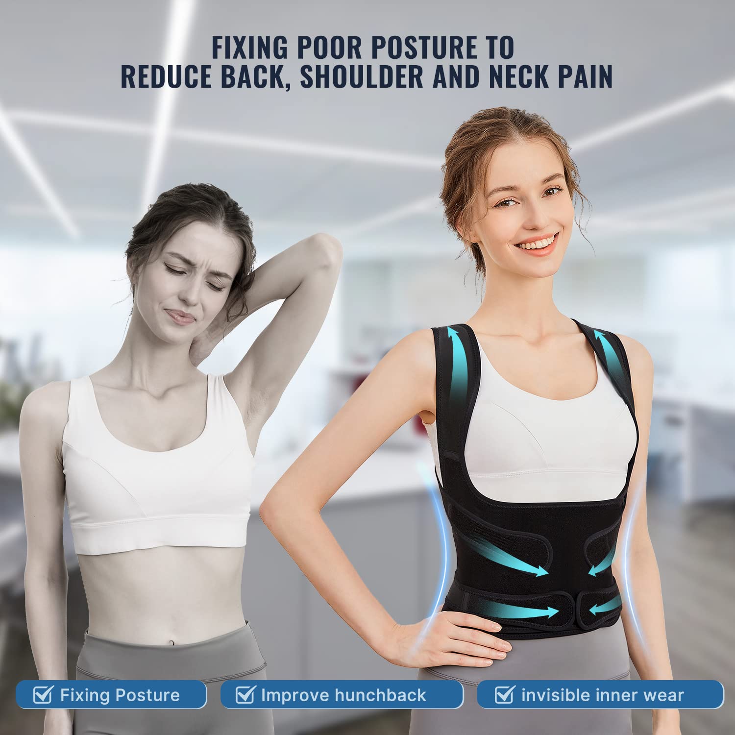 Back Brace Posture Corrector for Women and Men, Shoulder Straightener