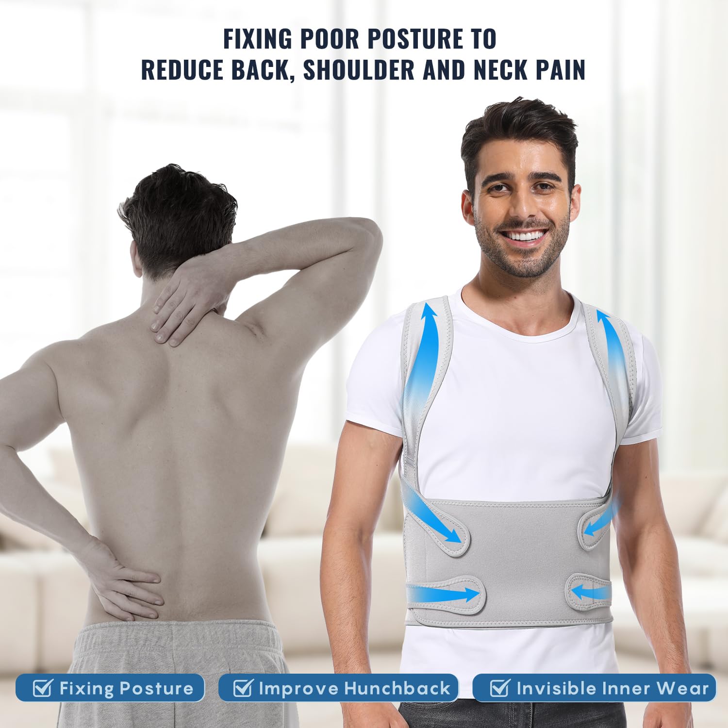 Back Brace Posture Corrector for Women and Men, Shoulder Straightener