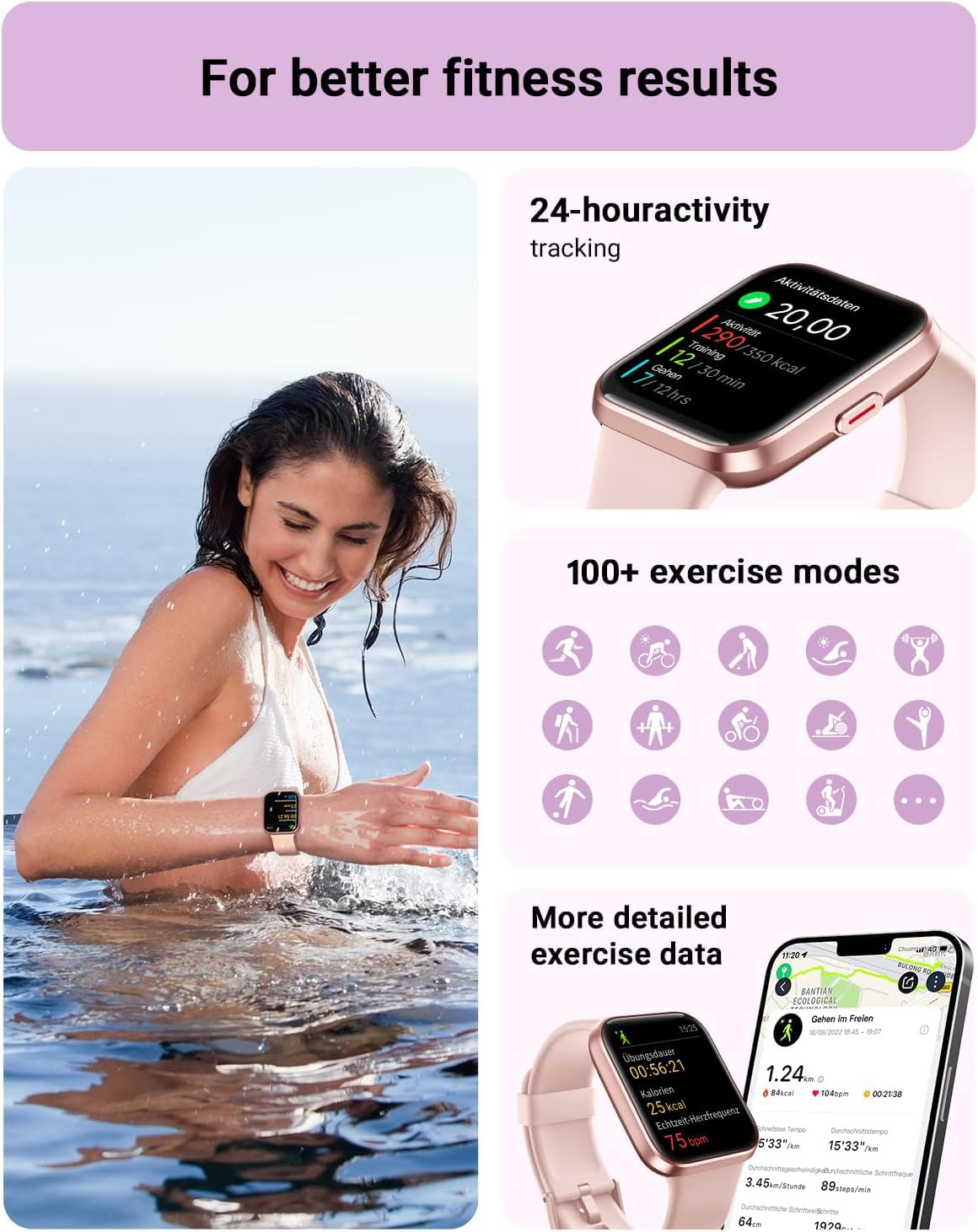 Smart Watch for Women Android & iPhone, Alexa Built-in, 1.8" Touch Screen Fitness Tracker