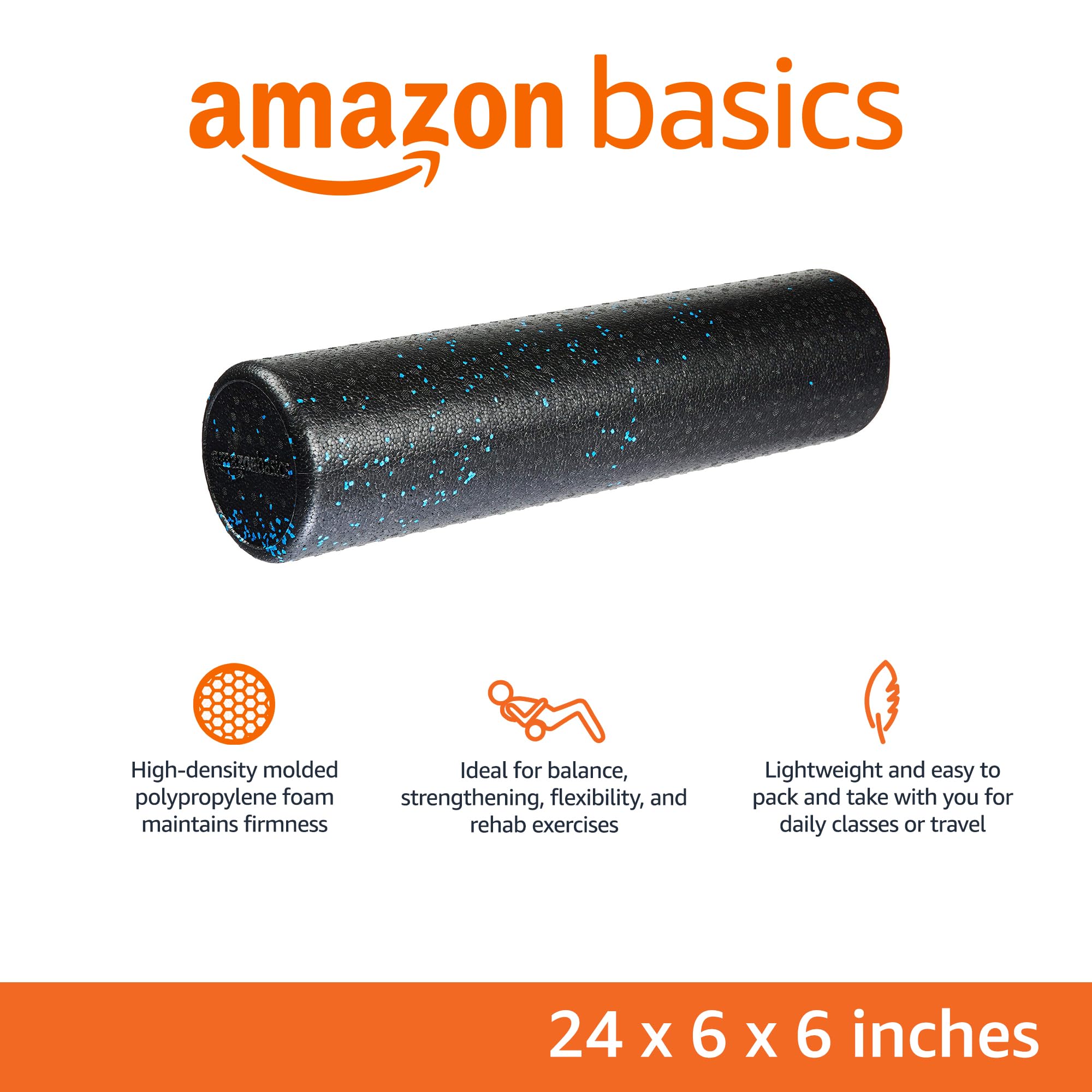 High Density Foam Roller for Exercise and Recovery, 24 Inches, Black