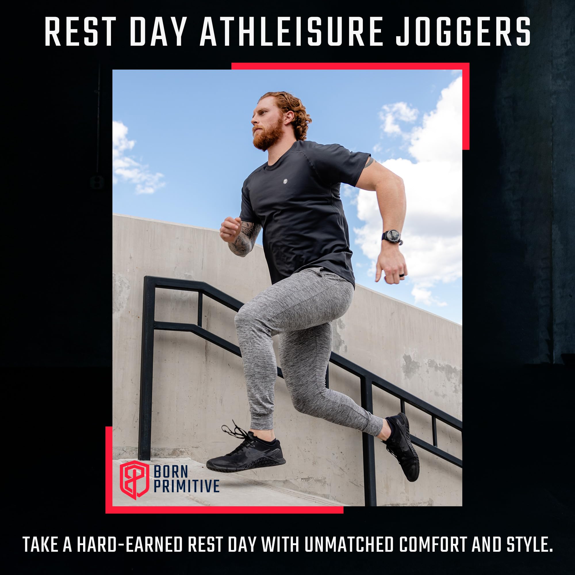 Rest Day Athleisure Joggers for Men (Large, Heather Grey) - Men's Running Pants