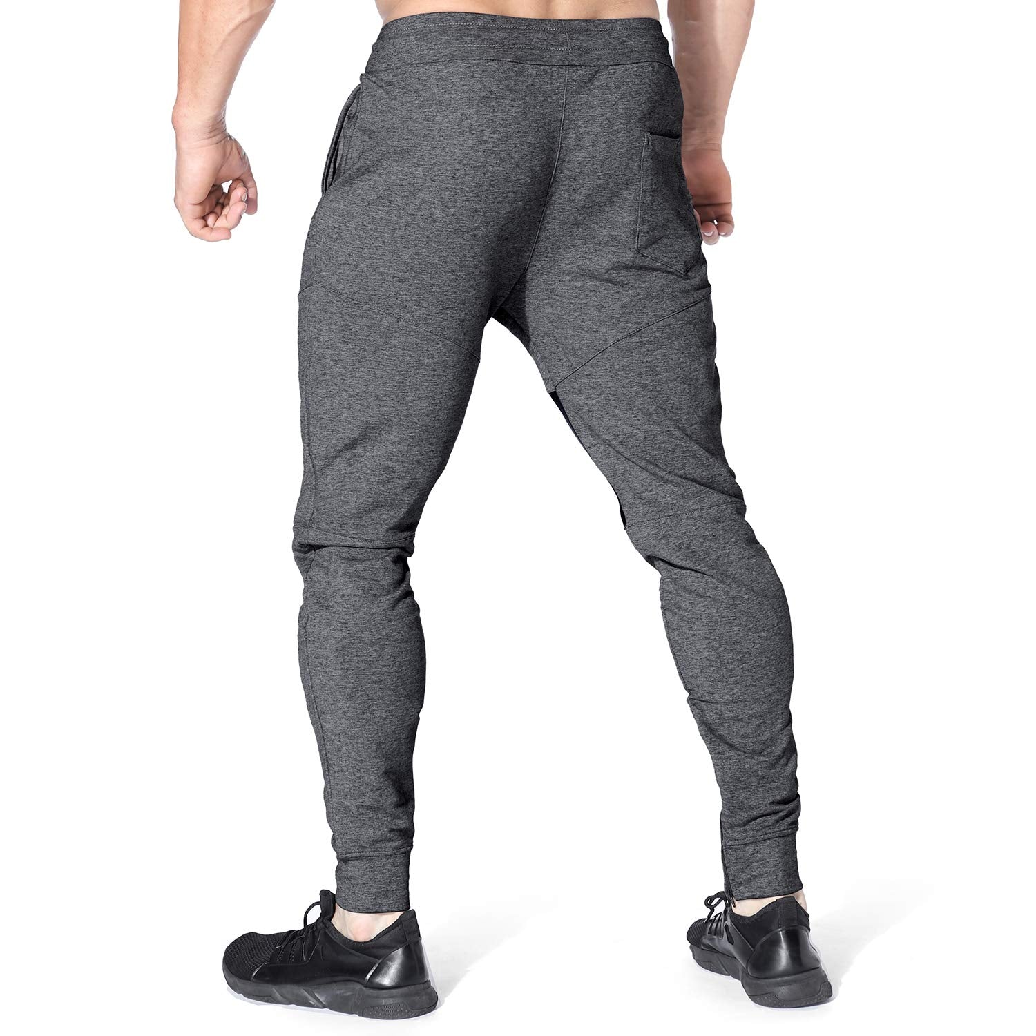 Mens Gym Jogger Pants,Casual Slim Workout Sweatpants with Zipper Pockets