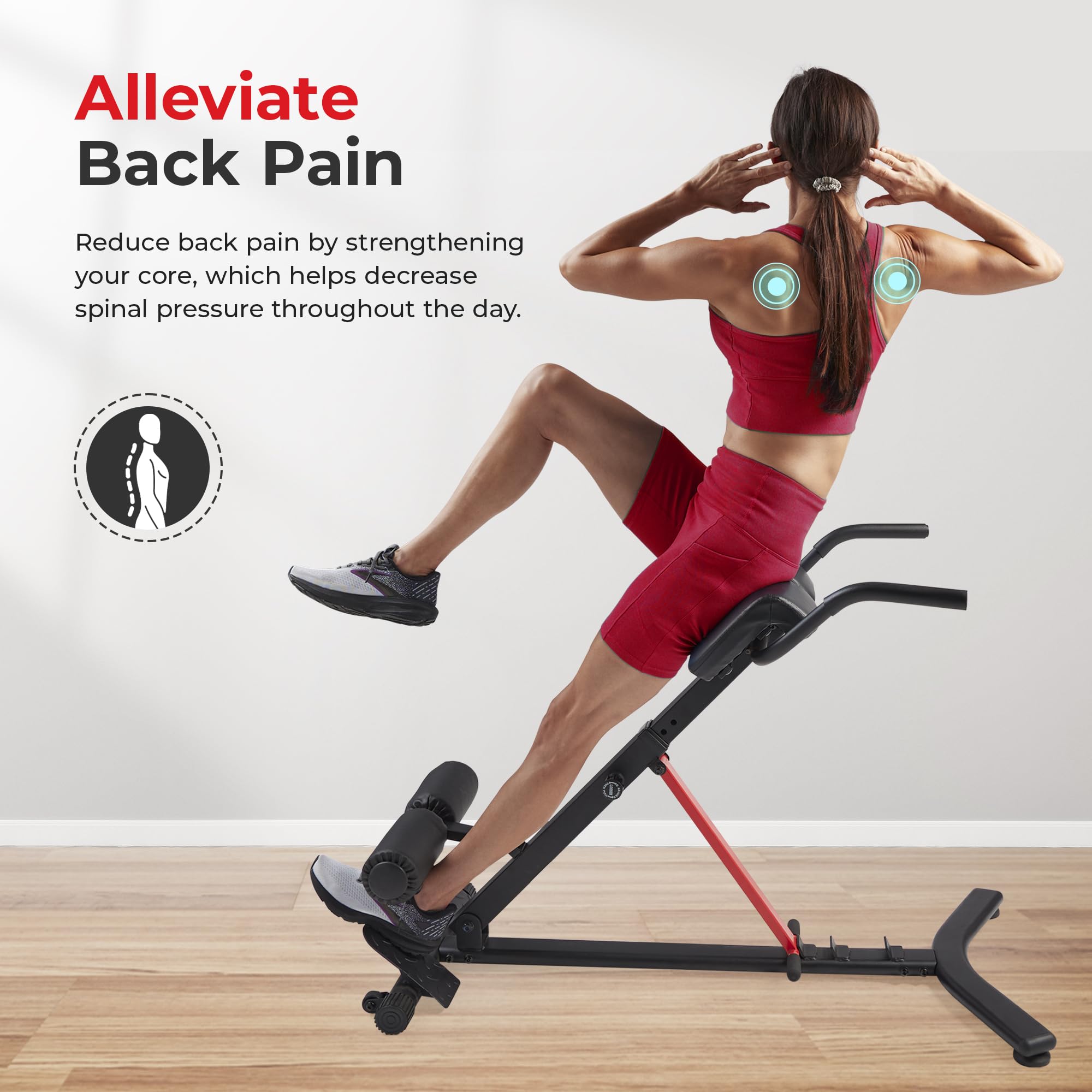 45-Degree Hyperextension Roman Chair with Adjustable Height and Back, Glute