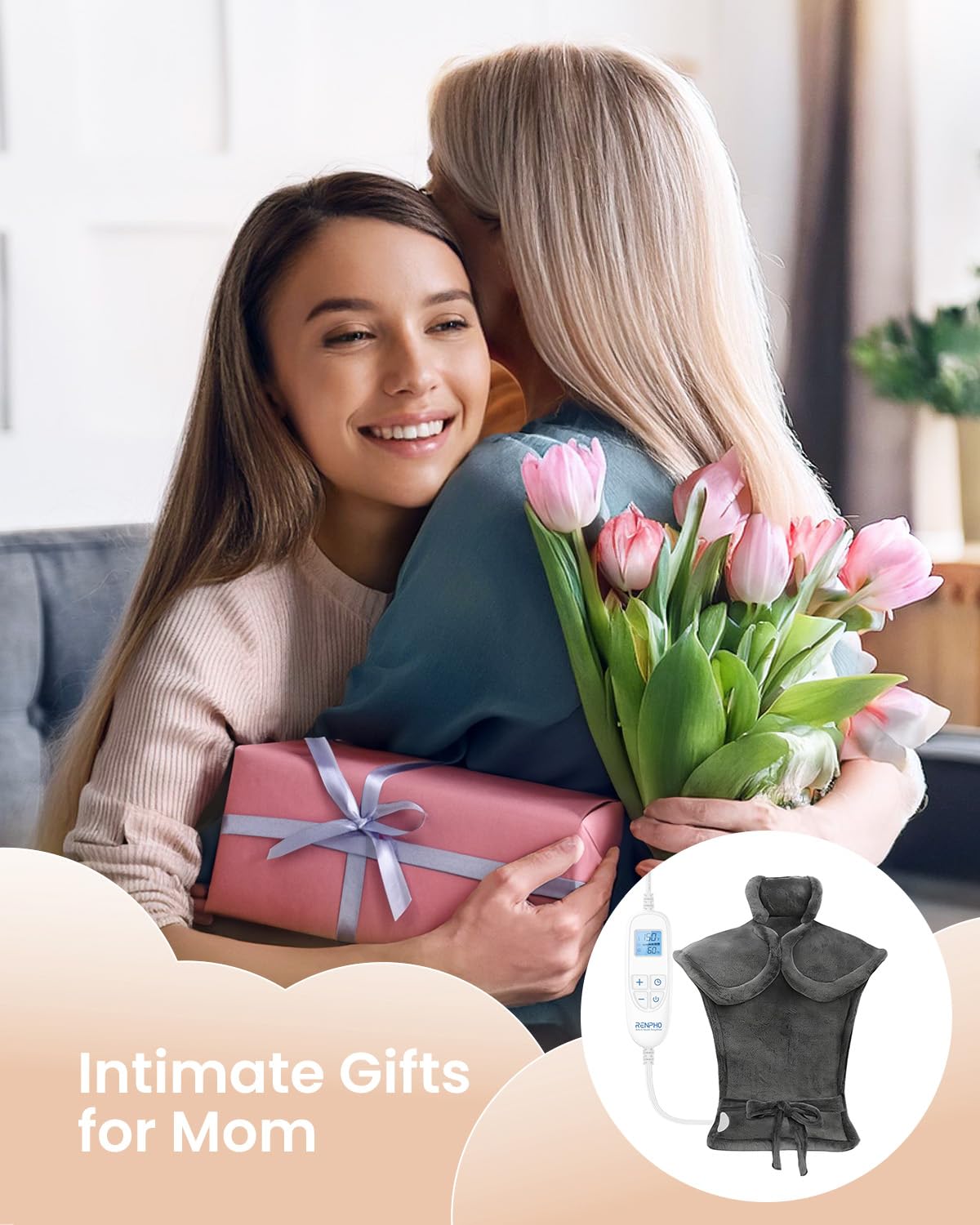 Back Heating Pad for Pain Relief, Mothers Day Gifts for Mom, Birthday Gifts for Her Him Dad