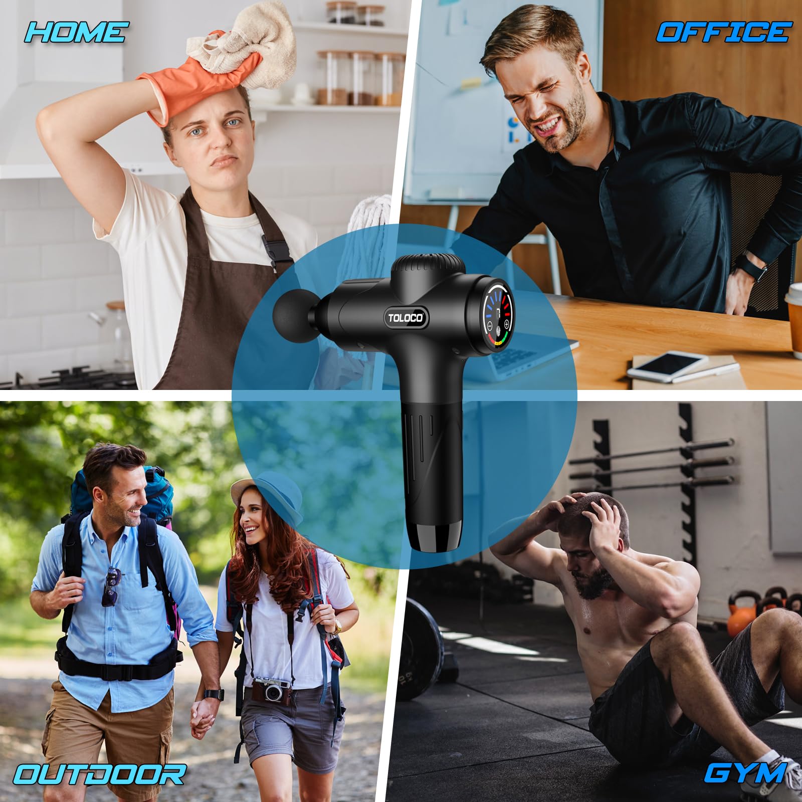 Massage Gun Deep Tissue, Percussion Massage Gun with 10 Replacement Heads