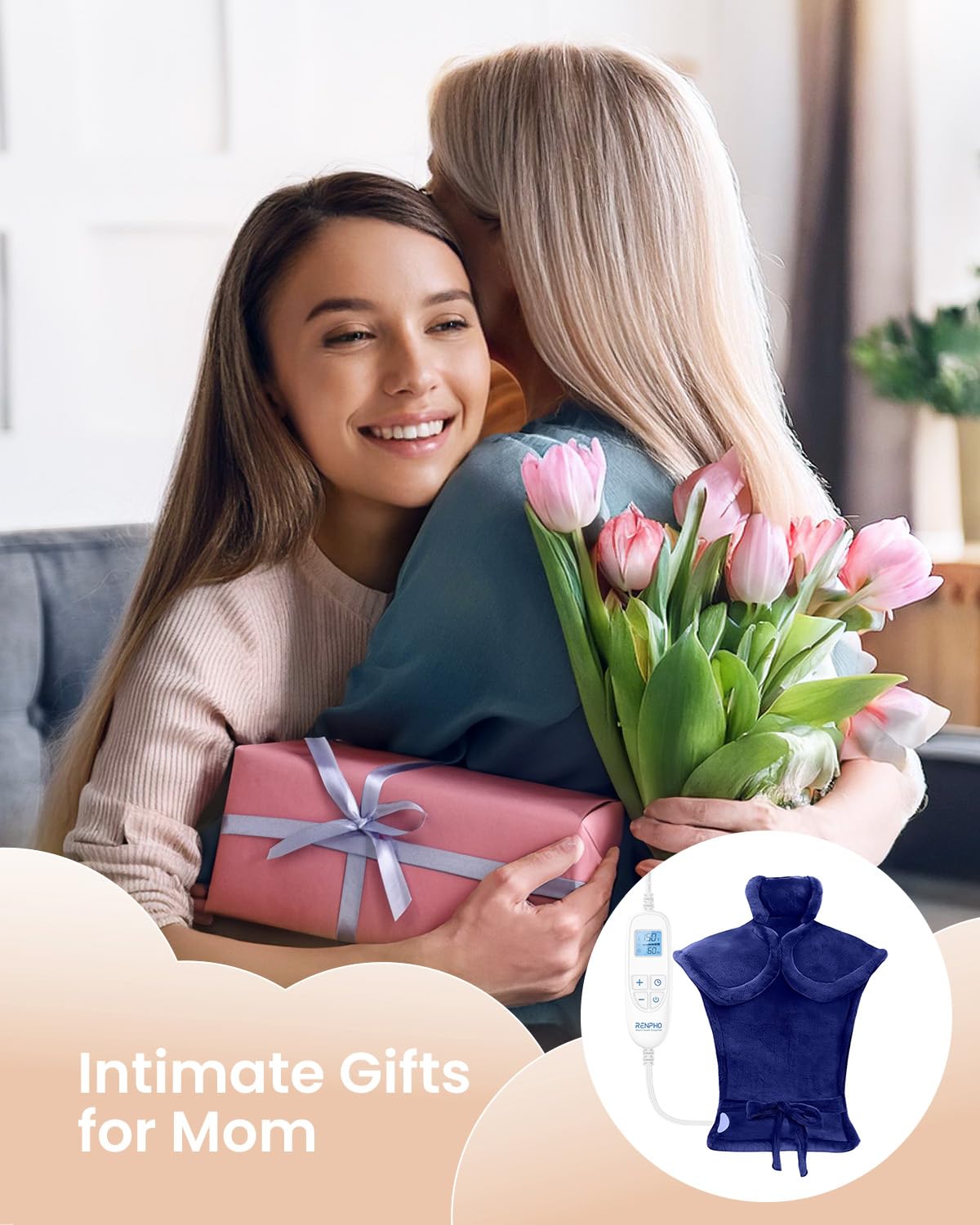 Back Heating Pad for Pain Relief, Mothers Day Gifts for Mom, Birthday Gifts for Her Him Dad
