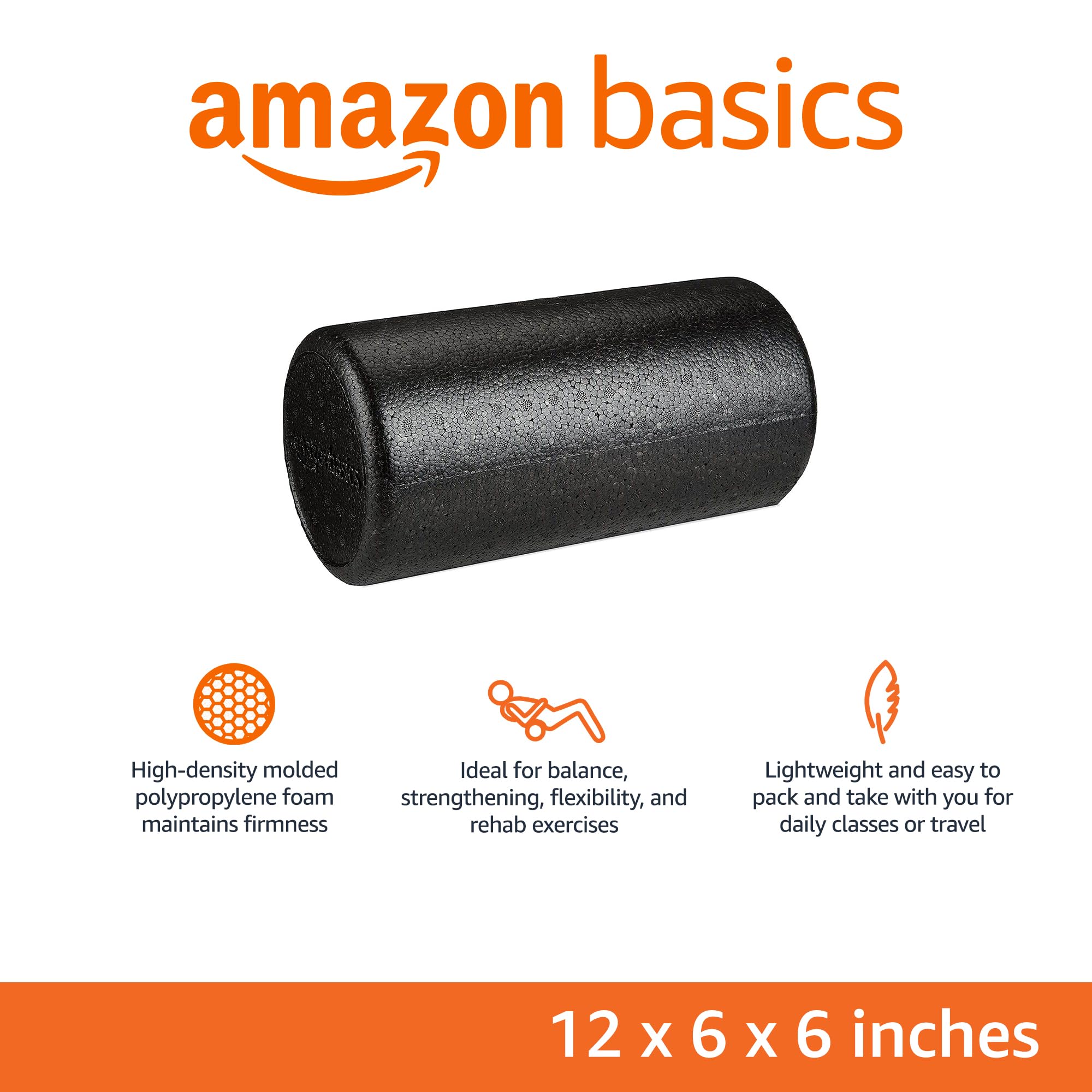 High Density Foam Roller for Exercise and Recovery, 24 Inches, Black