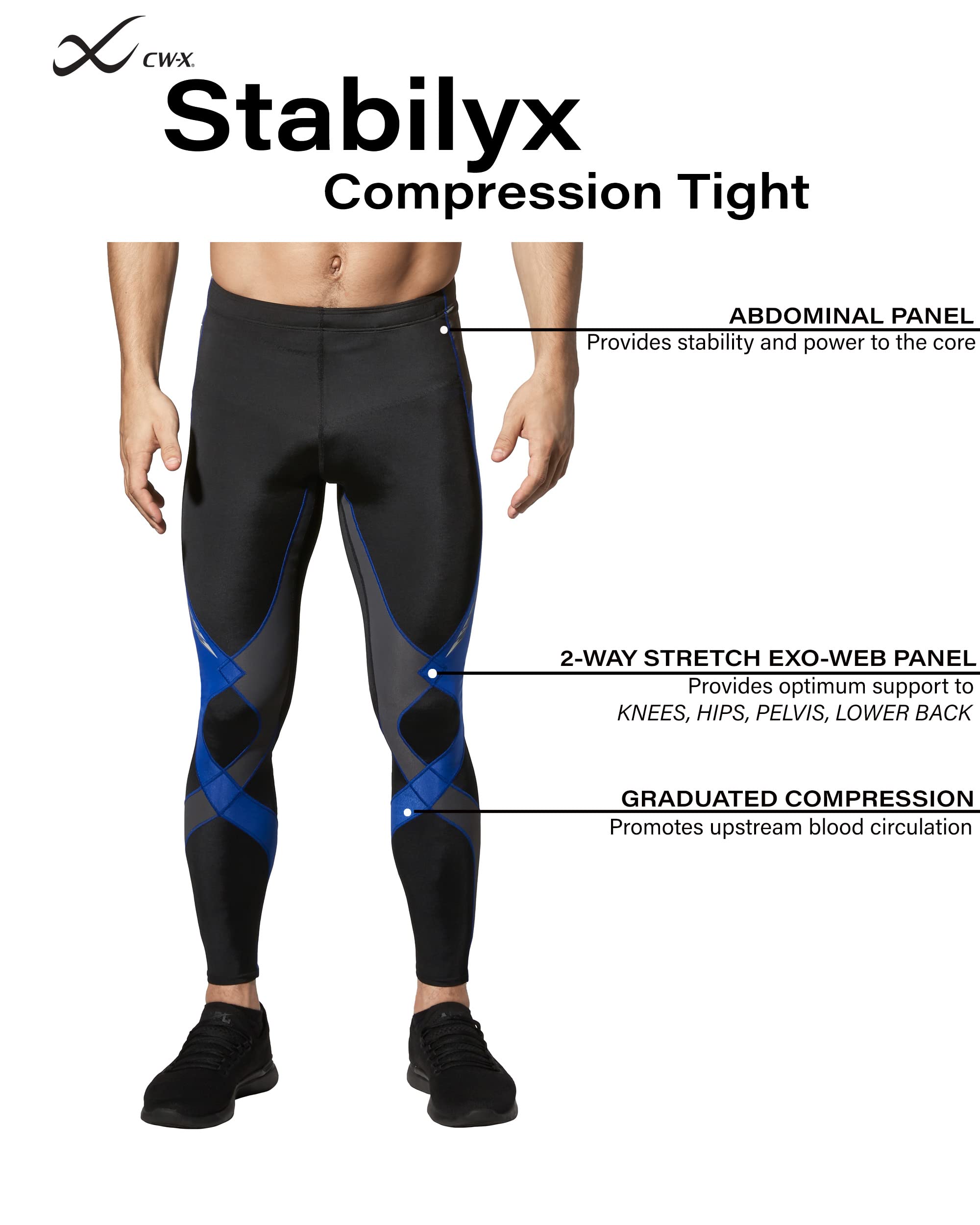 Men's Size Stabilyx Joint Support Compression Sports Tights, Pants for Running