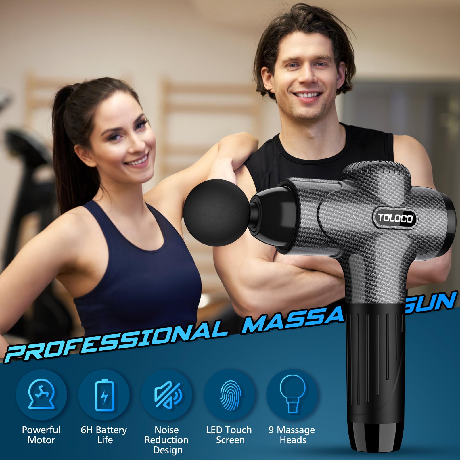 Massage Gun Deep Tissue, Percussion Massage Gun with 10 Replacement Heads