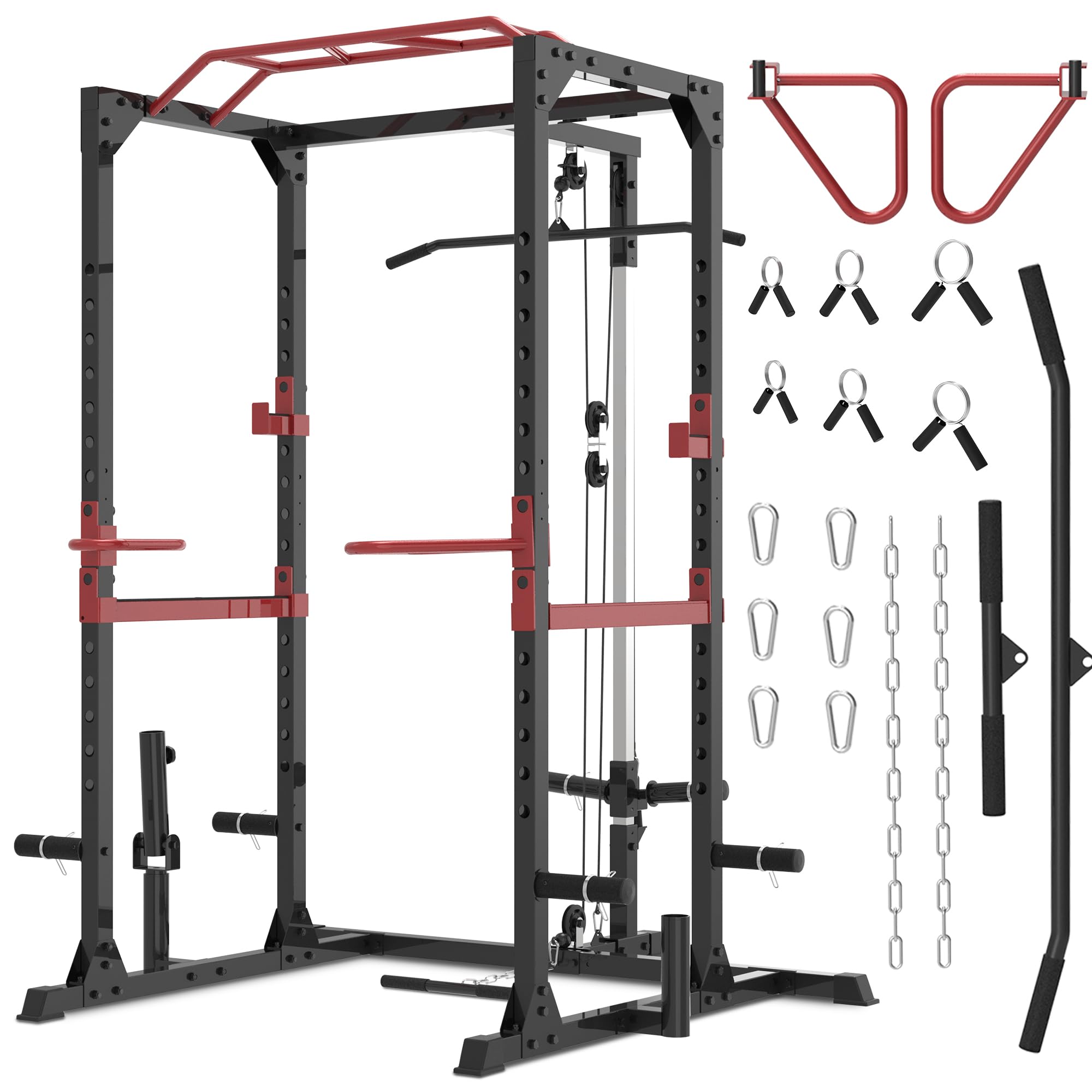 Squat Rack Power Cage with Optional Lat Pulldown & Cable Crossover and Bench Combos
