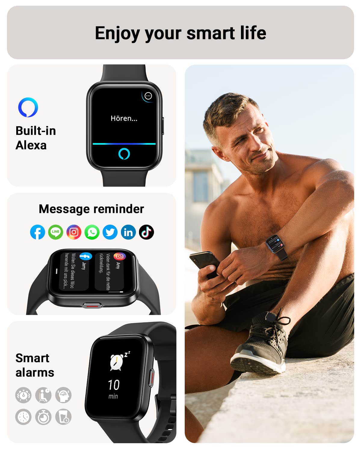 Smart Watch for Women Android & iPhone, Alexa Built-in, 1.8" Touch Screen Fitness Tracker
