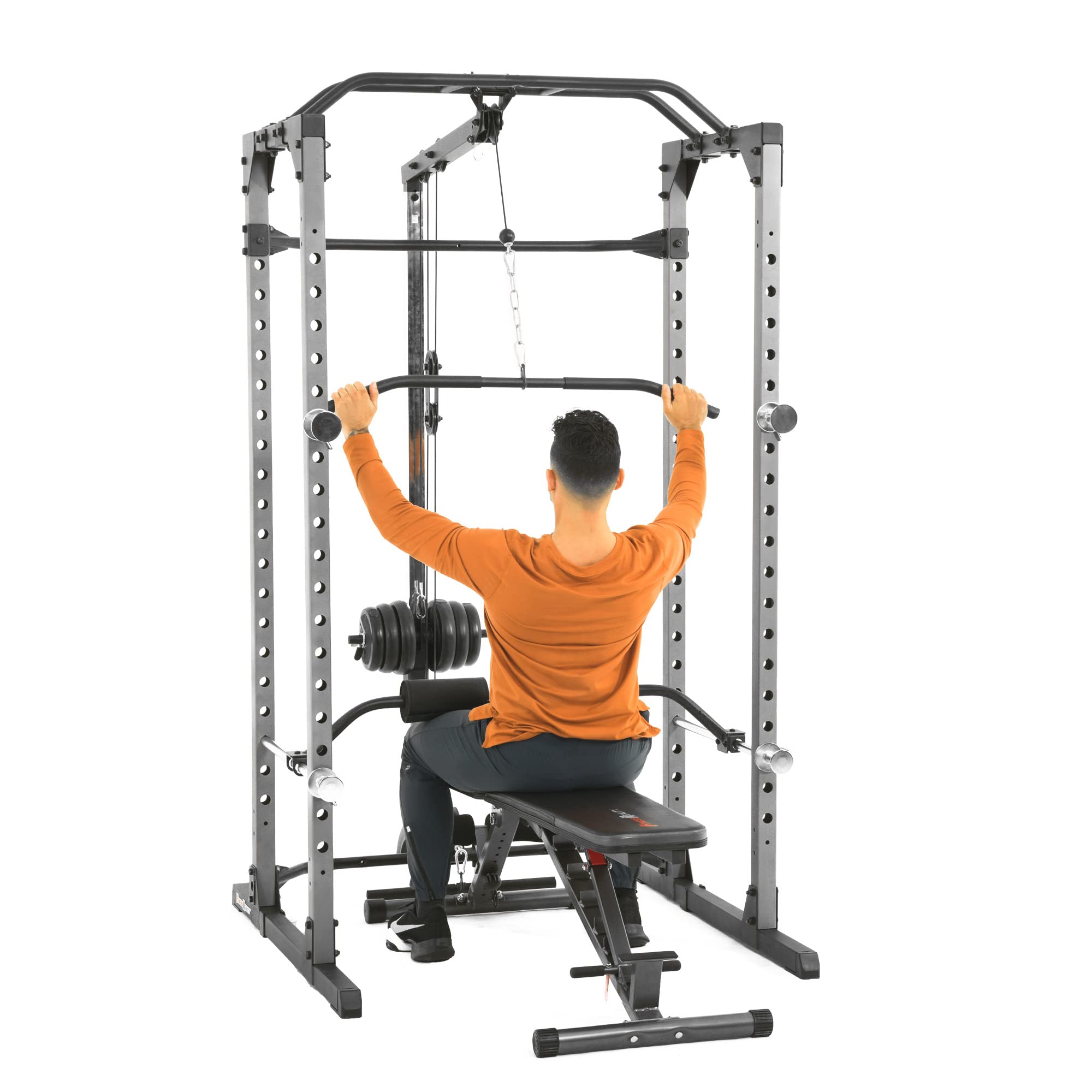 Squat Rack Power Cage with Optional Lat Pulldown & Cable Crossover and Bench Combos