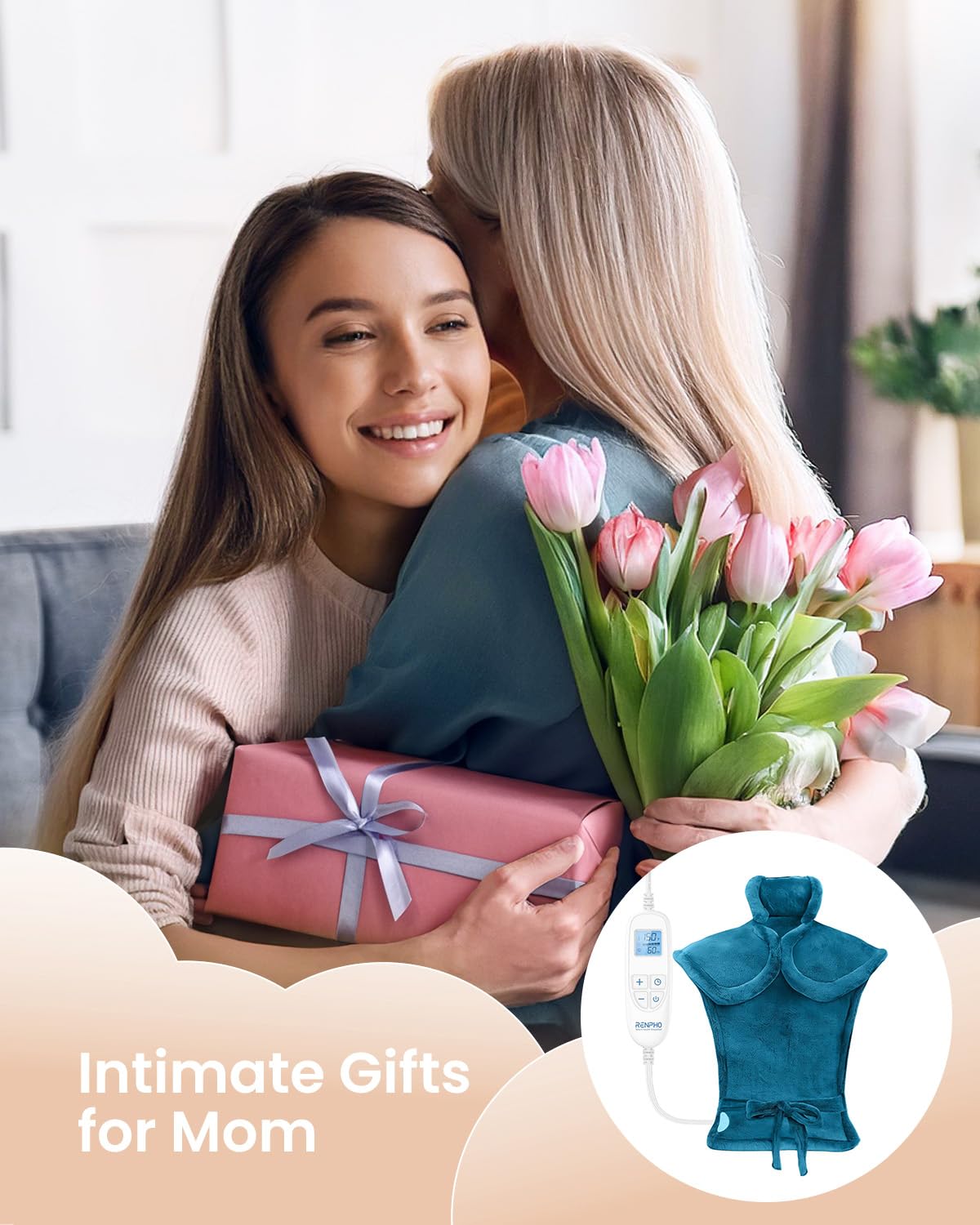 Back Heating Pad for Pain Relief, Mothers Day Gifts for Mom, Birthday Gifts for Her Him Dad