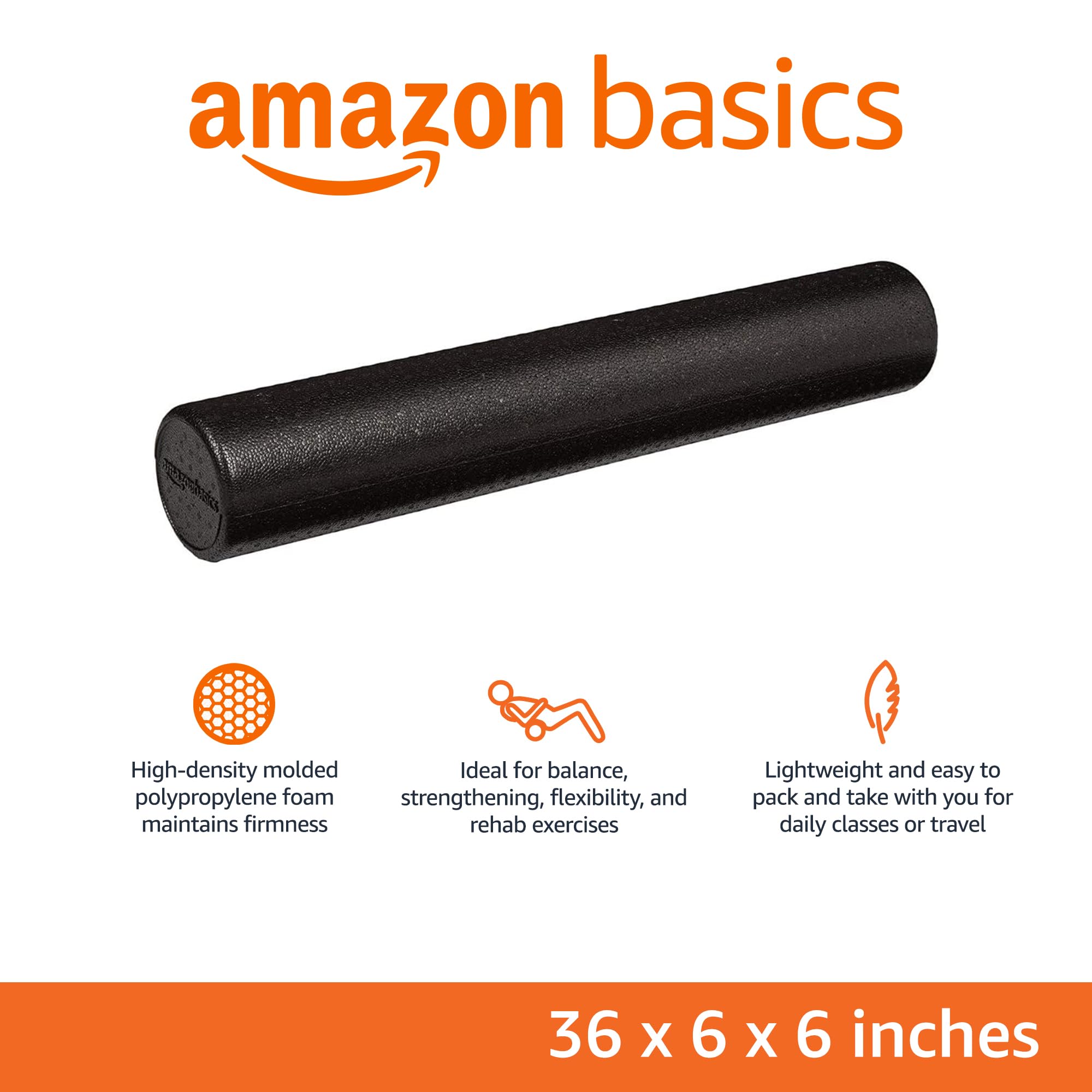 High Density Foam Roller for Exercise and Recovery, 24 Inches, Black