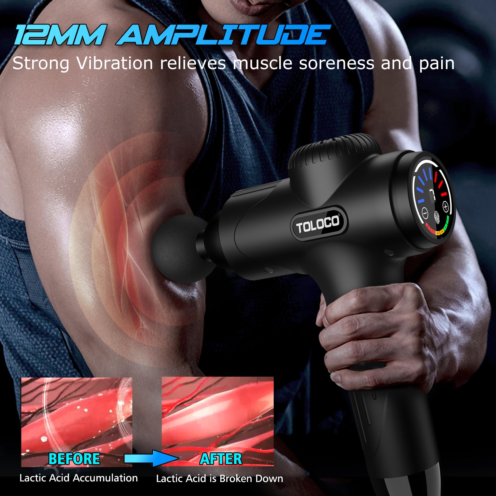 Massage Gun Deep Tissue, Percussion Massage Gun with 10 Replacement Heads