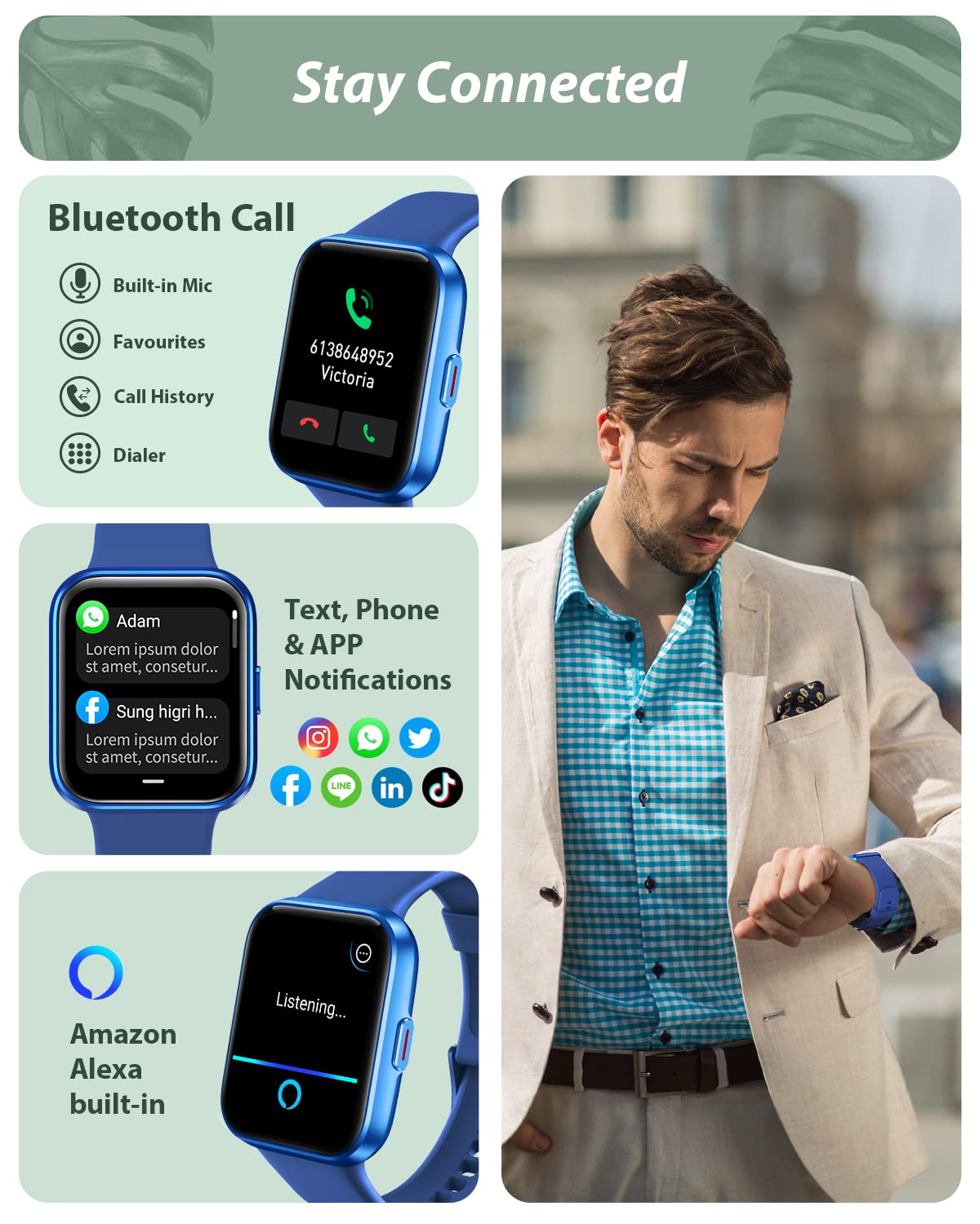 Smart Watch for Women Android & iPhone, Alexa Built-in, 1.8" Touch Screen Fitness Tracker