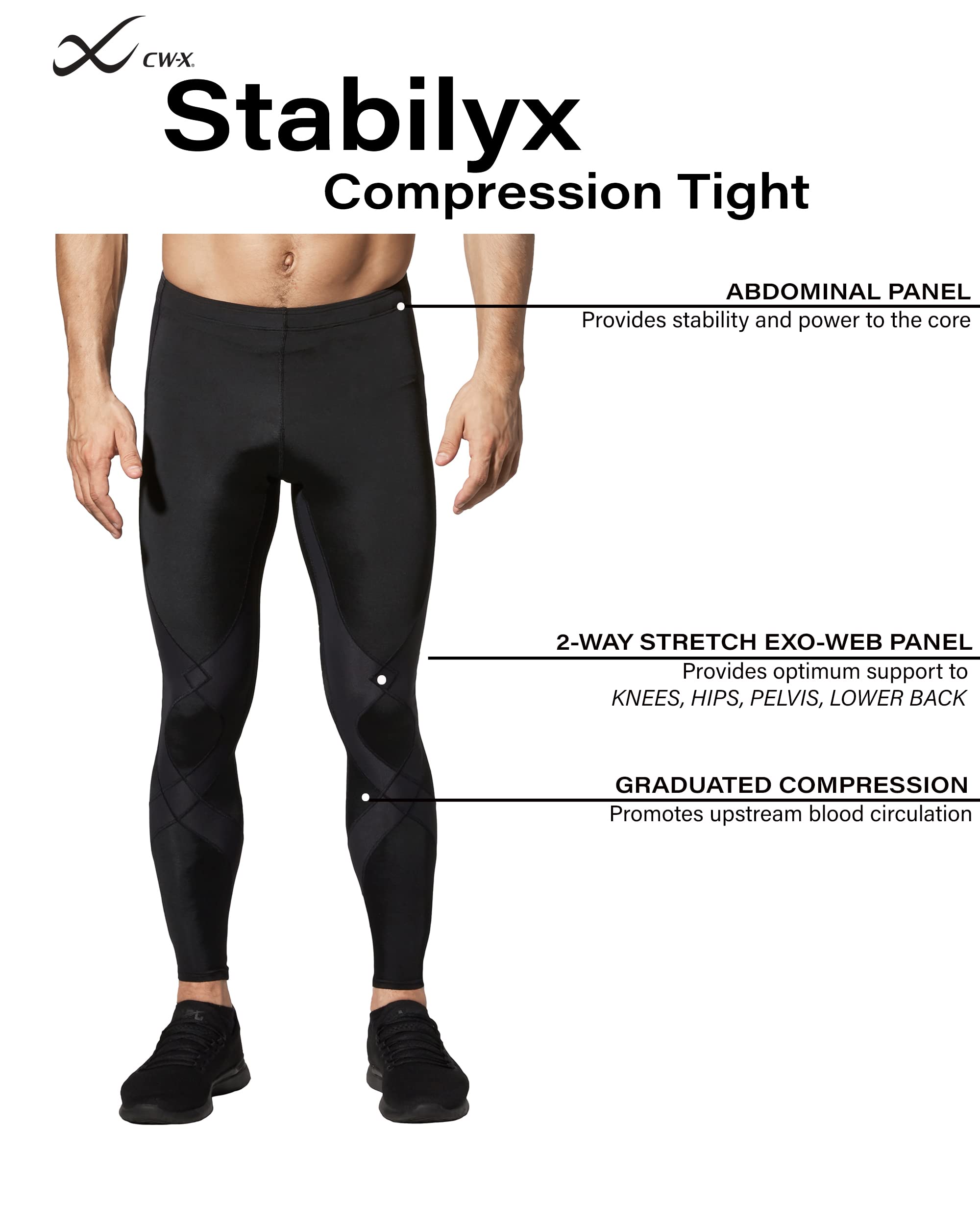 Men's Size Stabilyx Joint Support Compression Sports Tights, Pants for Running