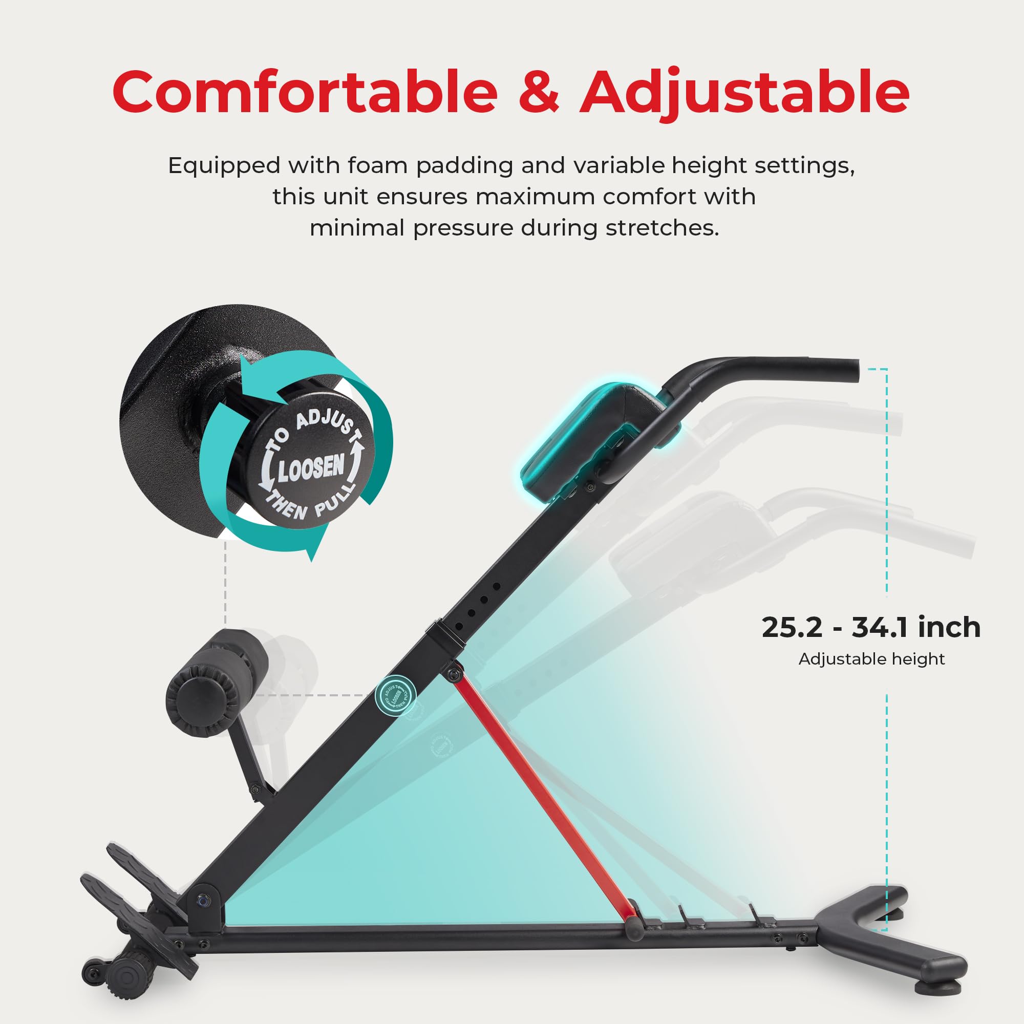 45-Degree Hyperextension Roman Chair with Adjustable Height and Back, Glute