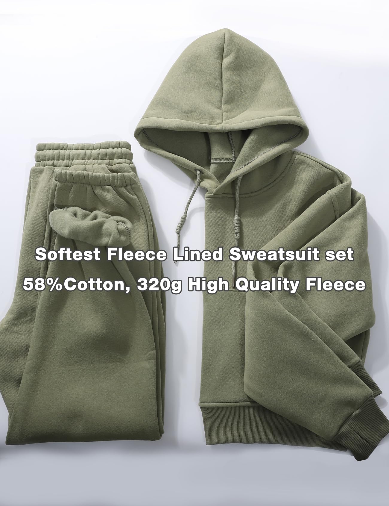 Womens Fleece 2 Piece Outfits Sweatsuit Crop Pullover Sweatshirt Joggers Pants Tracksuit Set