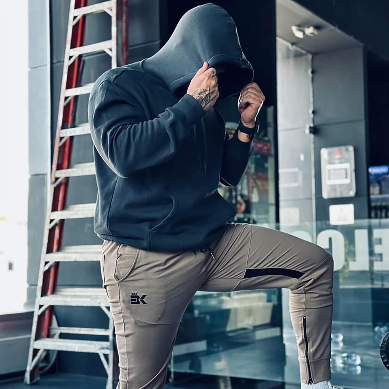 Mens Gym Jogger Pants,Casual Slim Workout Sweatpants with Zipper Pockets
