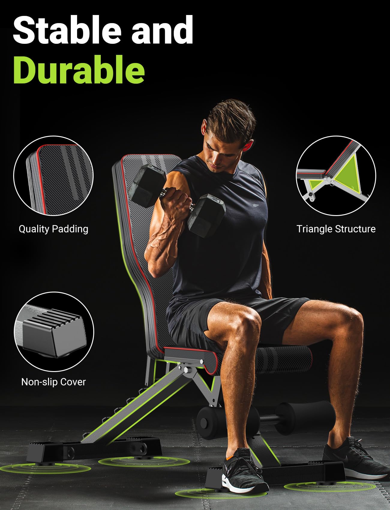 Adjustable Weight Bench for Full Body Workout; Foldable Bench Press Bench of Home Gym