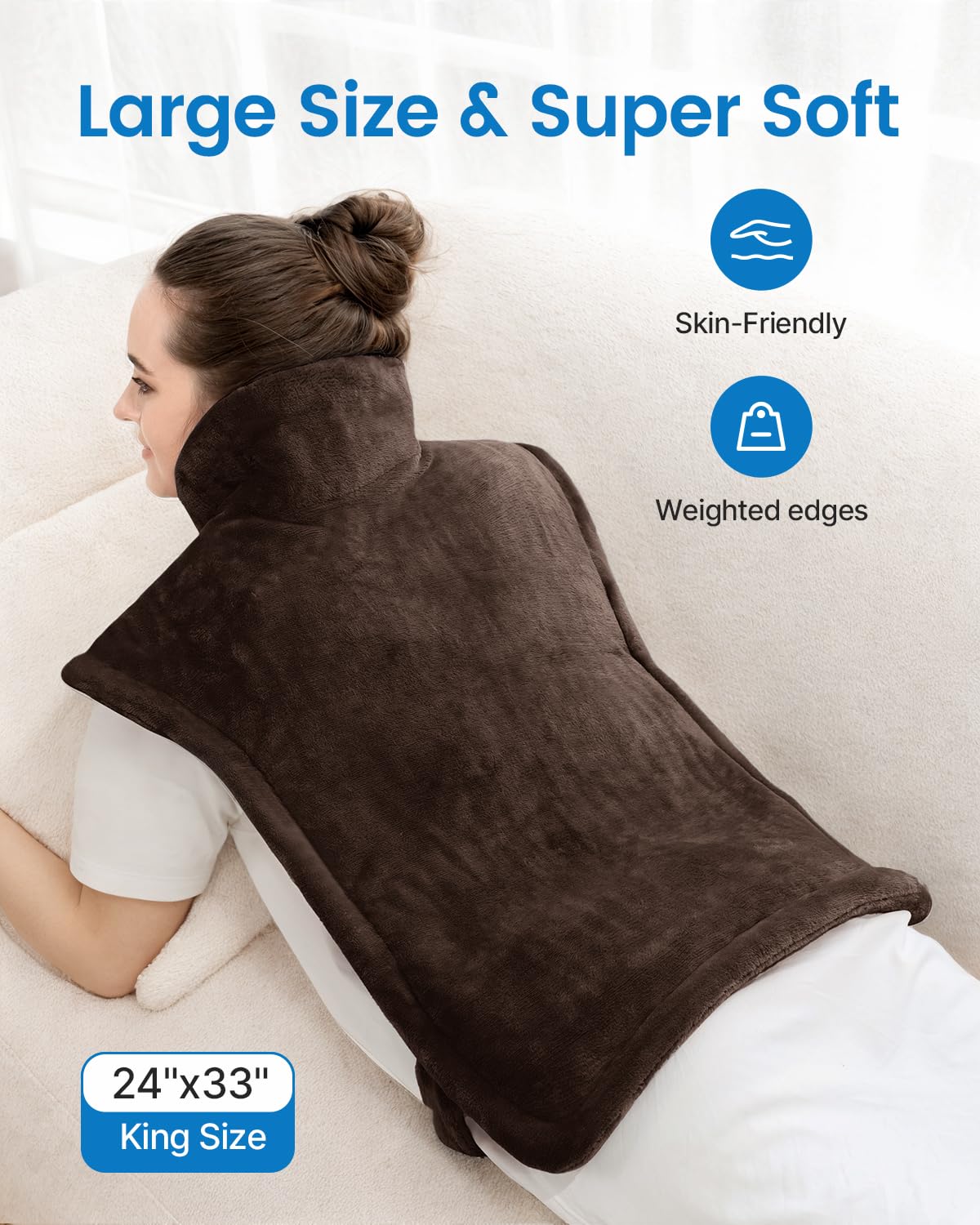 Back Heating Pad for Pain Relief, Mothers Day Gifts for Mom, Birthday Gifts for Her Him Dad