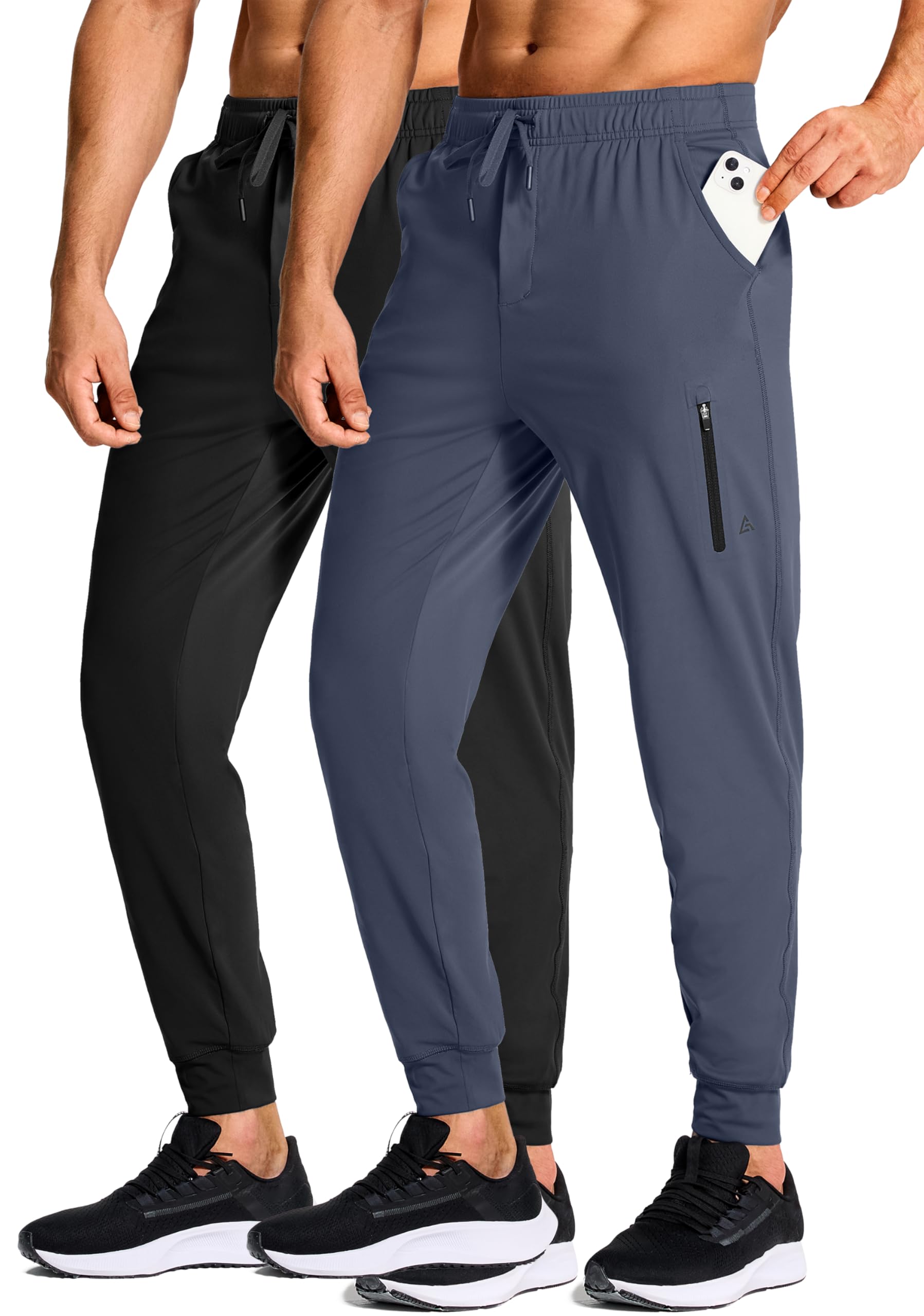 Men's Athletic Joggers Stretch Sweatpants with Zipper Pockets