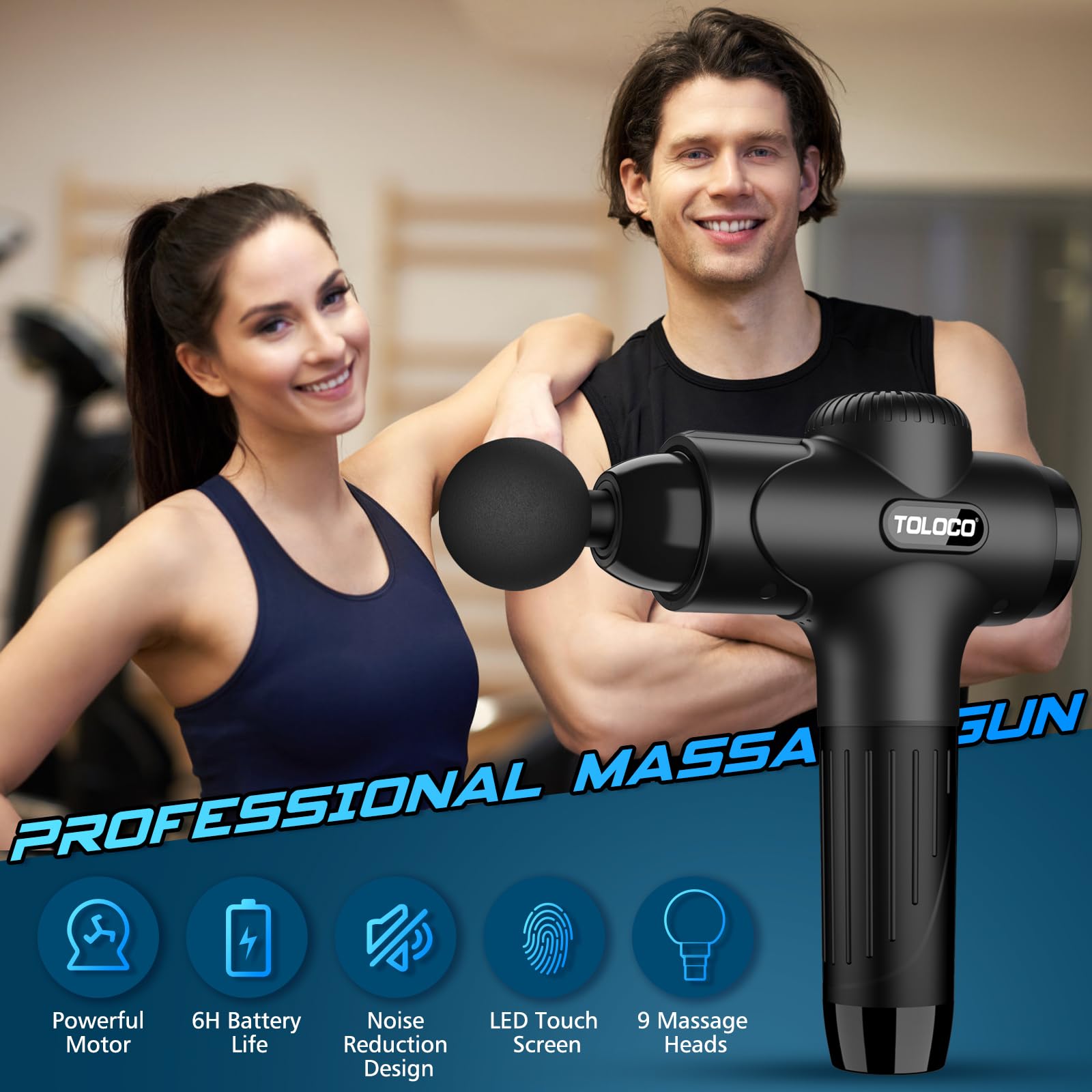 Massage Gun Deep Tissue, Percussion Massage Gun with 10 Replacement Heads